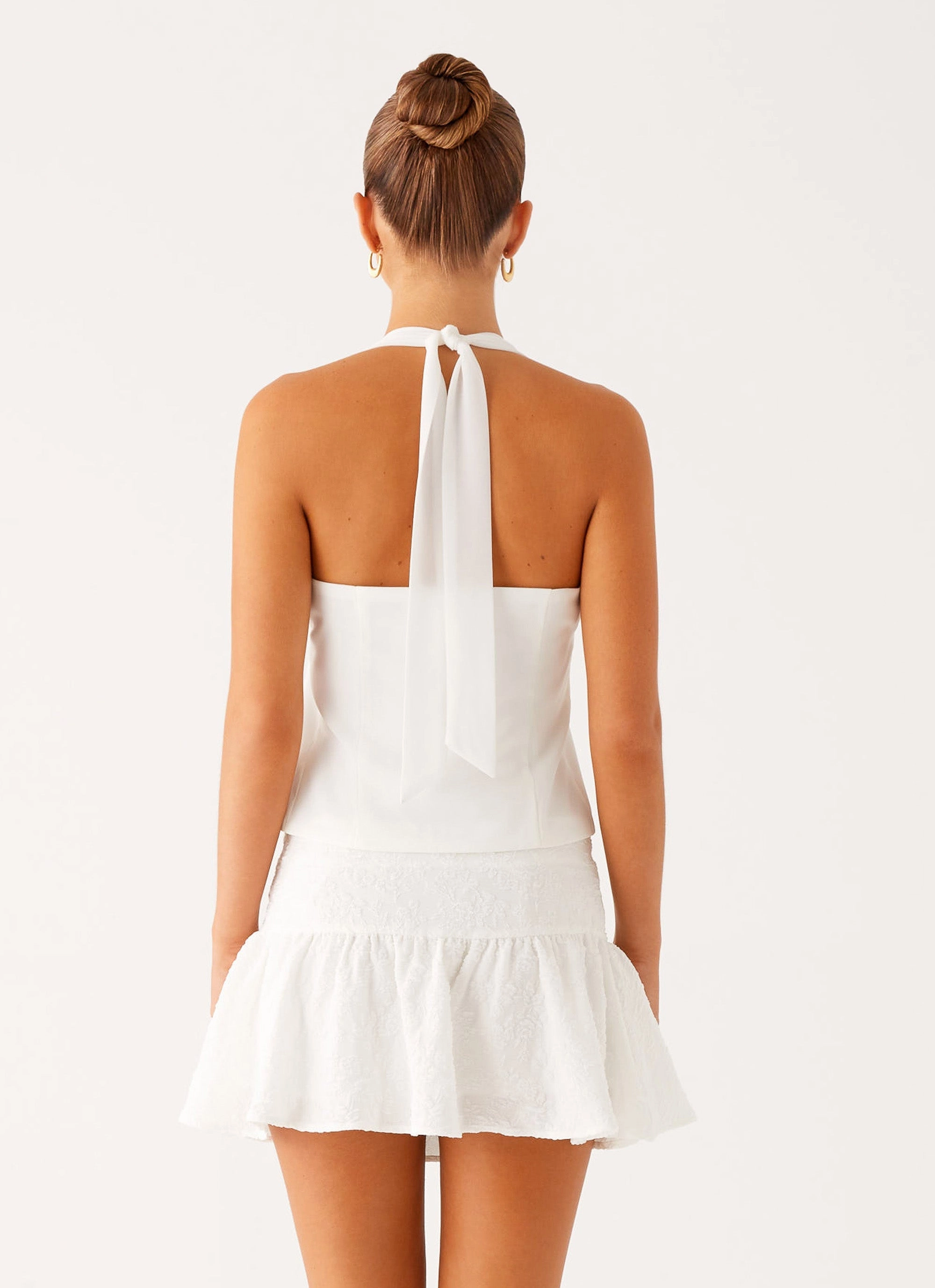 Lets Pretend Halterneck Top - White Secure