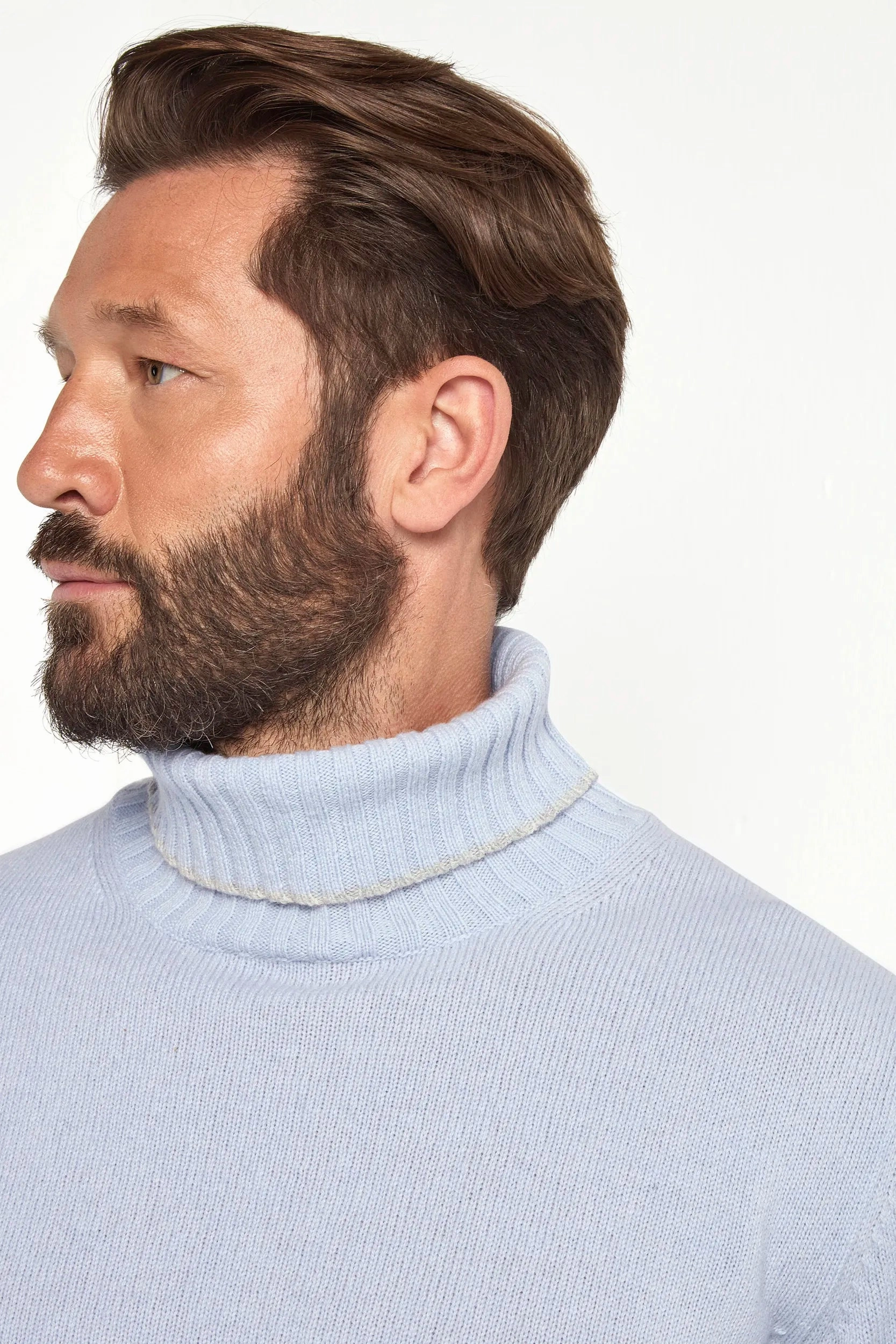 Light blue turtleneck with collar detail ?C Made in Italy Street Comforted