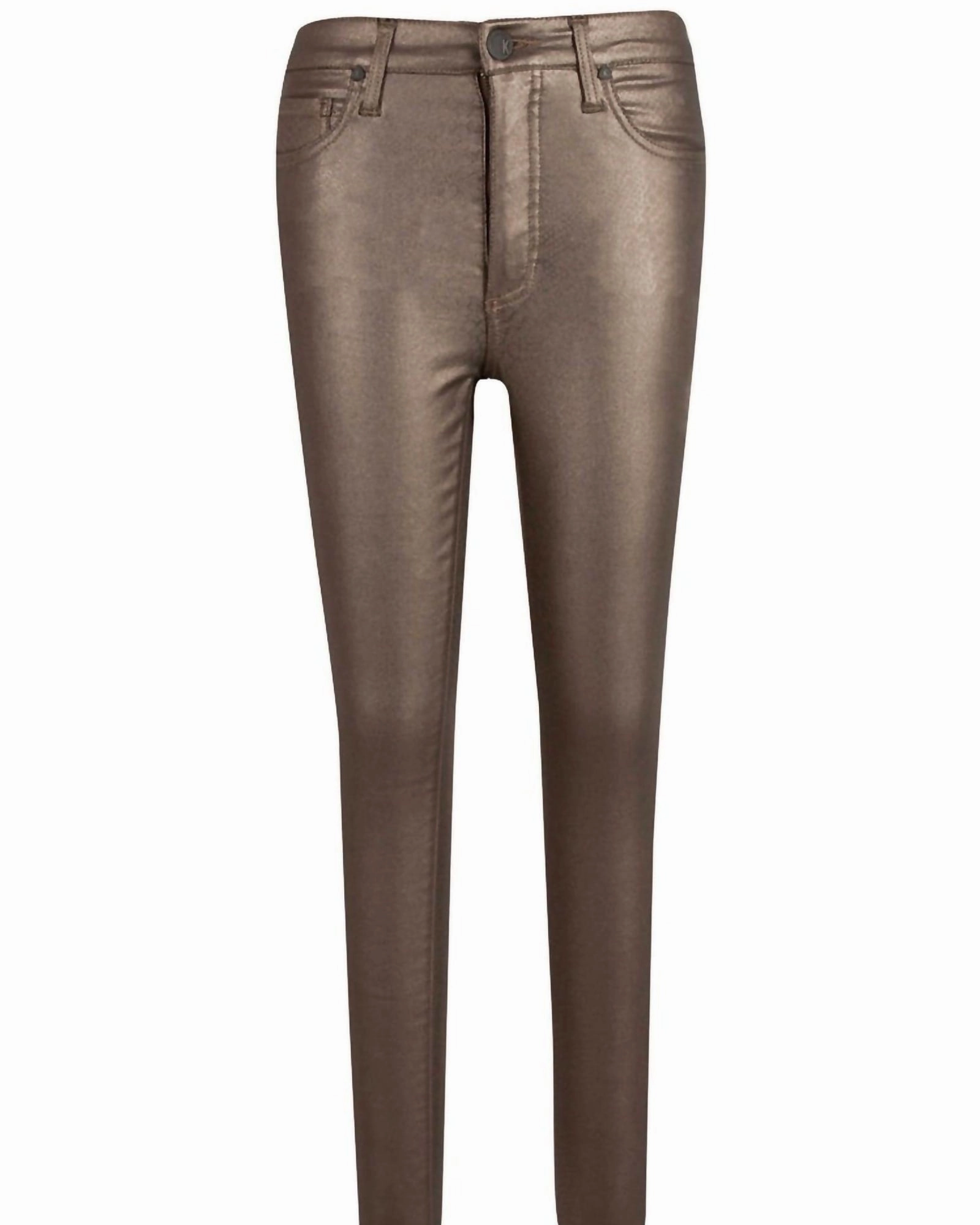 Connie High Rise Fab Ab Skinny Jeans in Metallic Bronze | Metallic Bronze Casual Friday Classic Street Ready