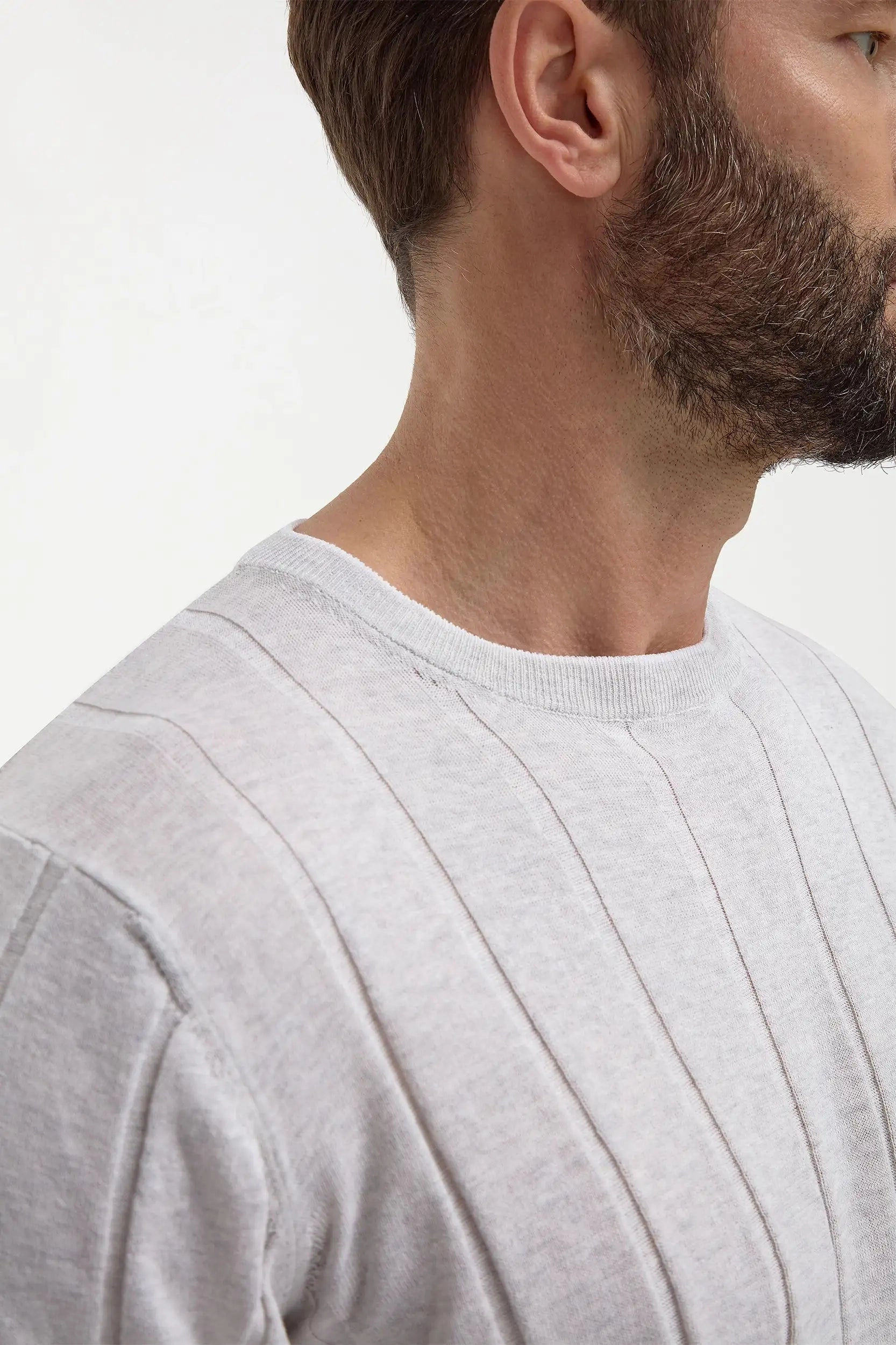 Sustainable Fibers Light grey ribbed t-shirt - Made in Italy