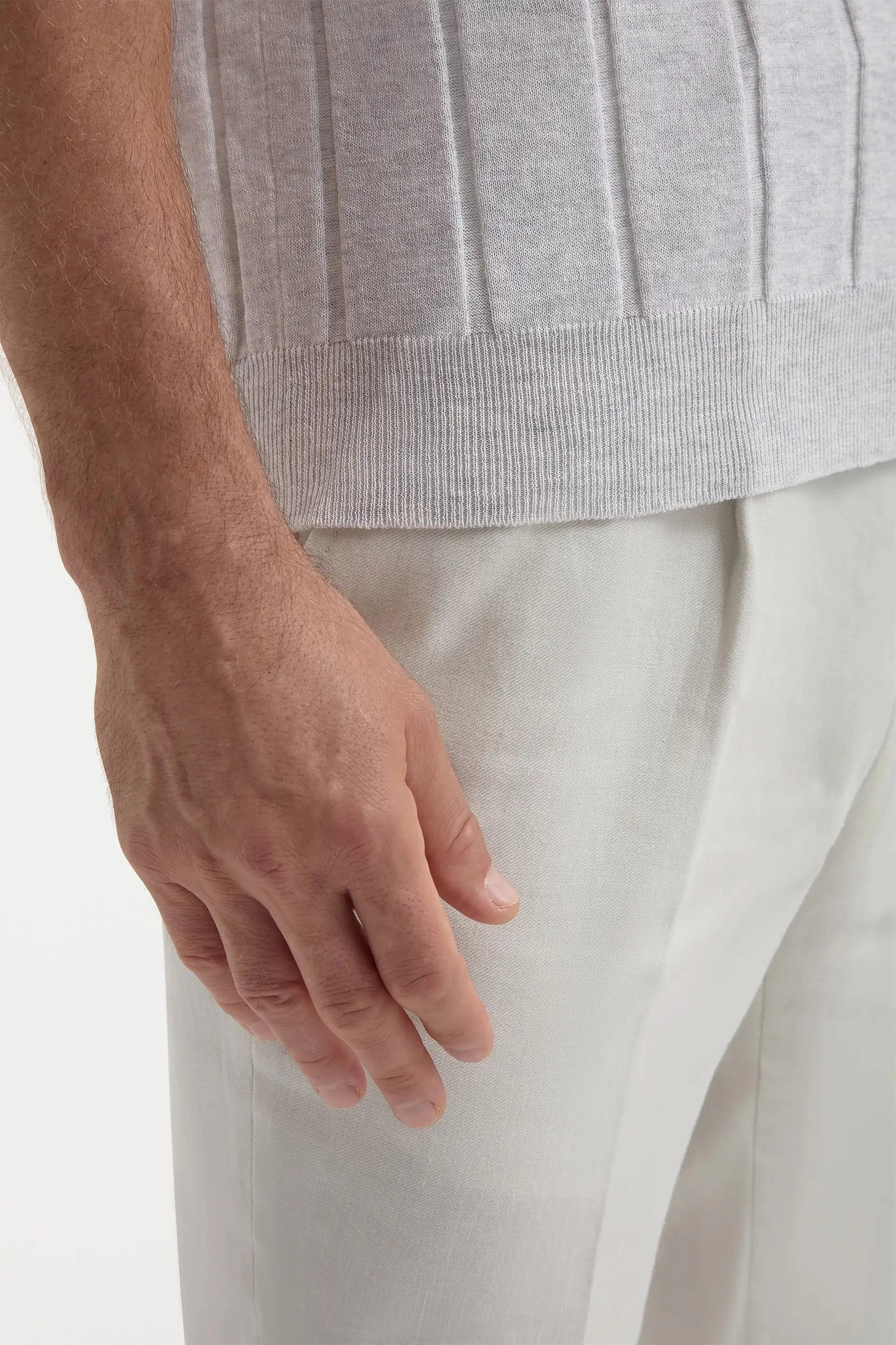 Light grey ribbed t-shirt - Made in Italy Unstructured Silhouette