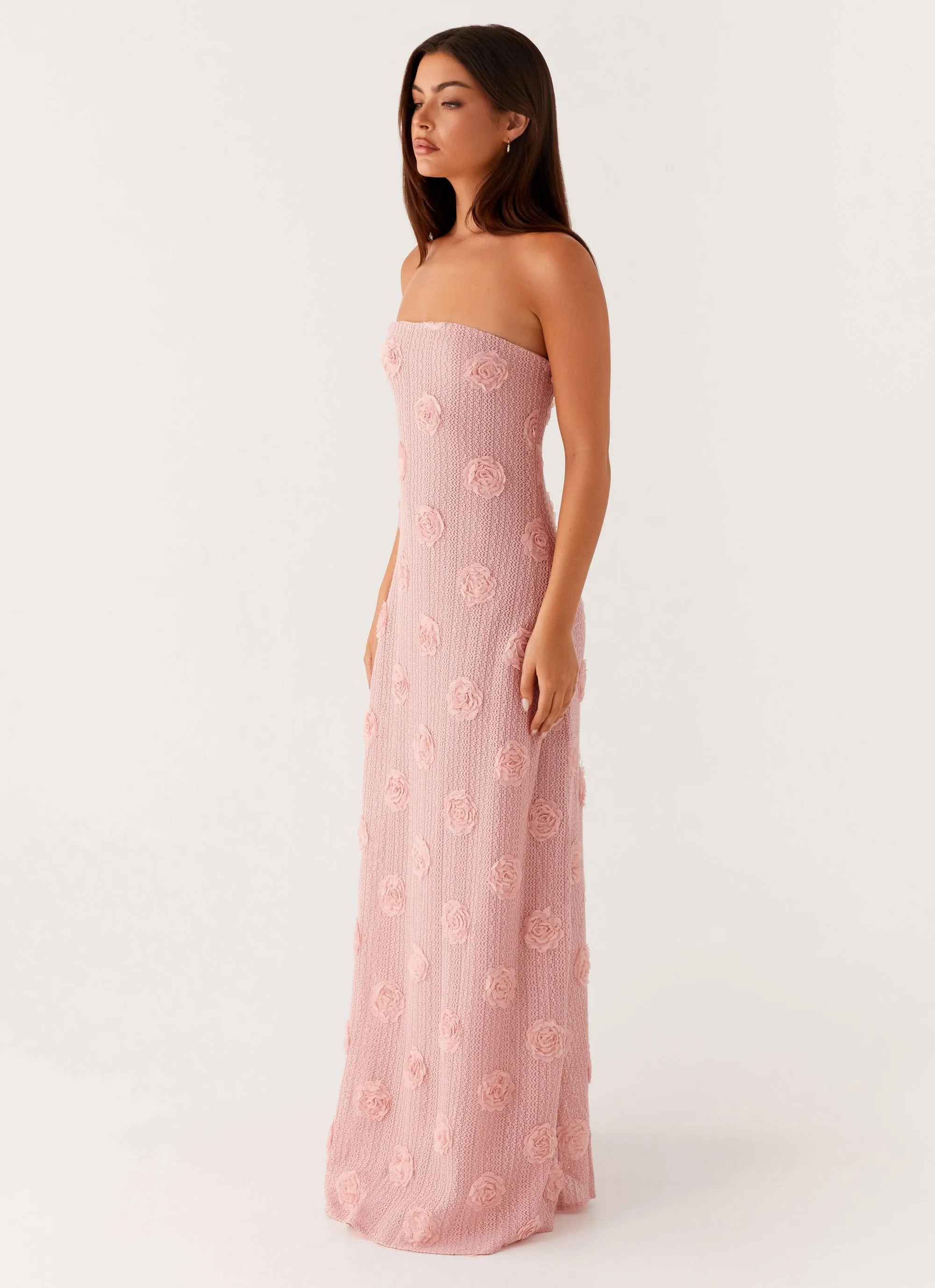 Holly Maxi Dress - Pink Stylish Look Beaded-Sleeve