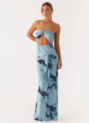 Antonia Maxi Dress - Black Blue Floral Weekend Favorite Formal Look