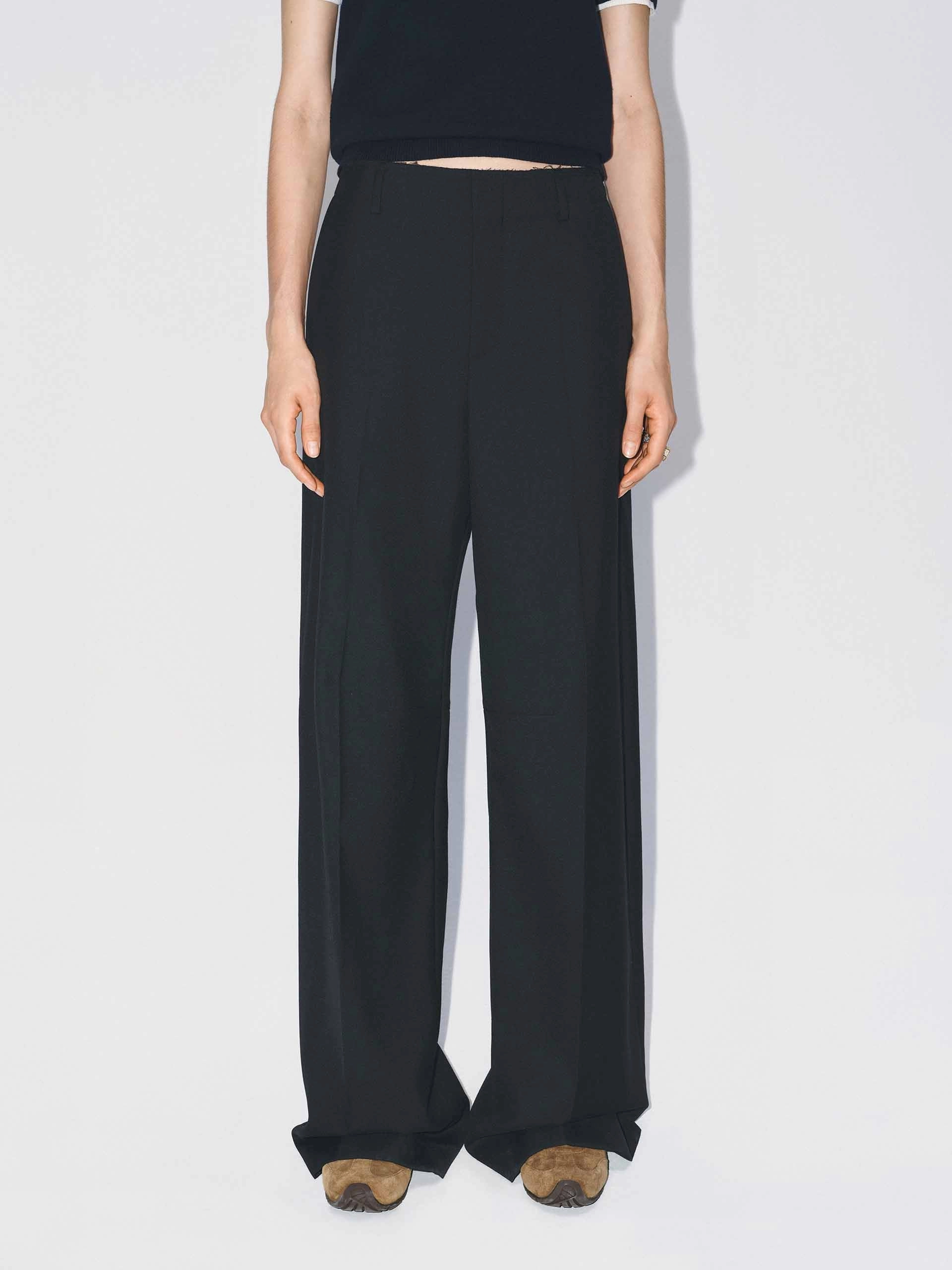 Raw Waistband Detail Trousers Durable Stitching Workout-ready