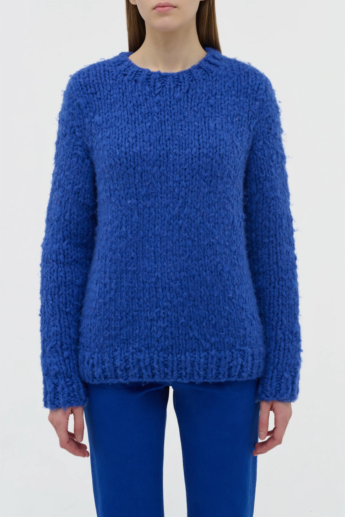 Easy Fit Lawrence Knit Sweater in Cobalt Welfat Cashmere
