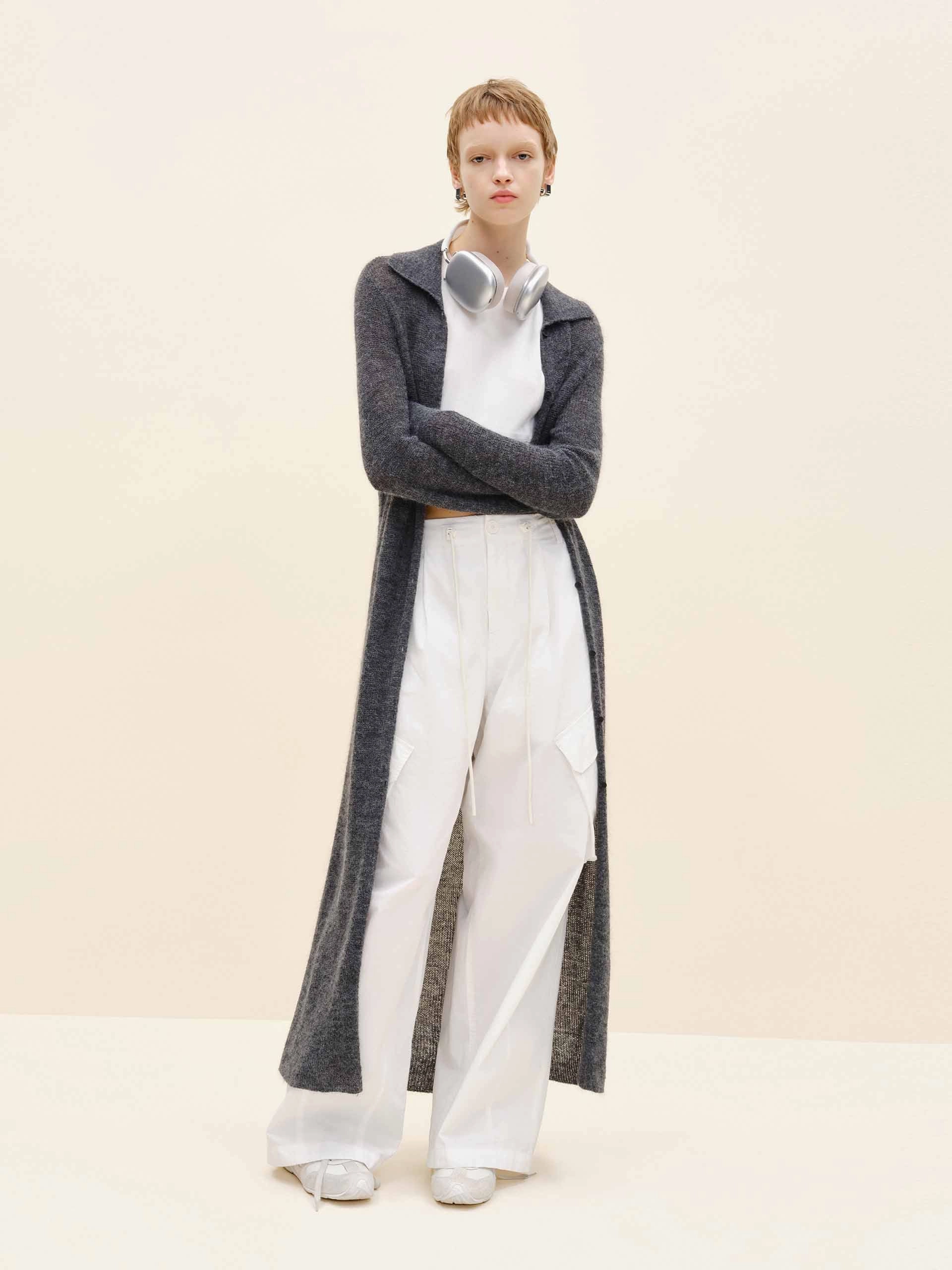 Lightweight Long Cardigan Elastic hem