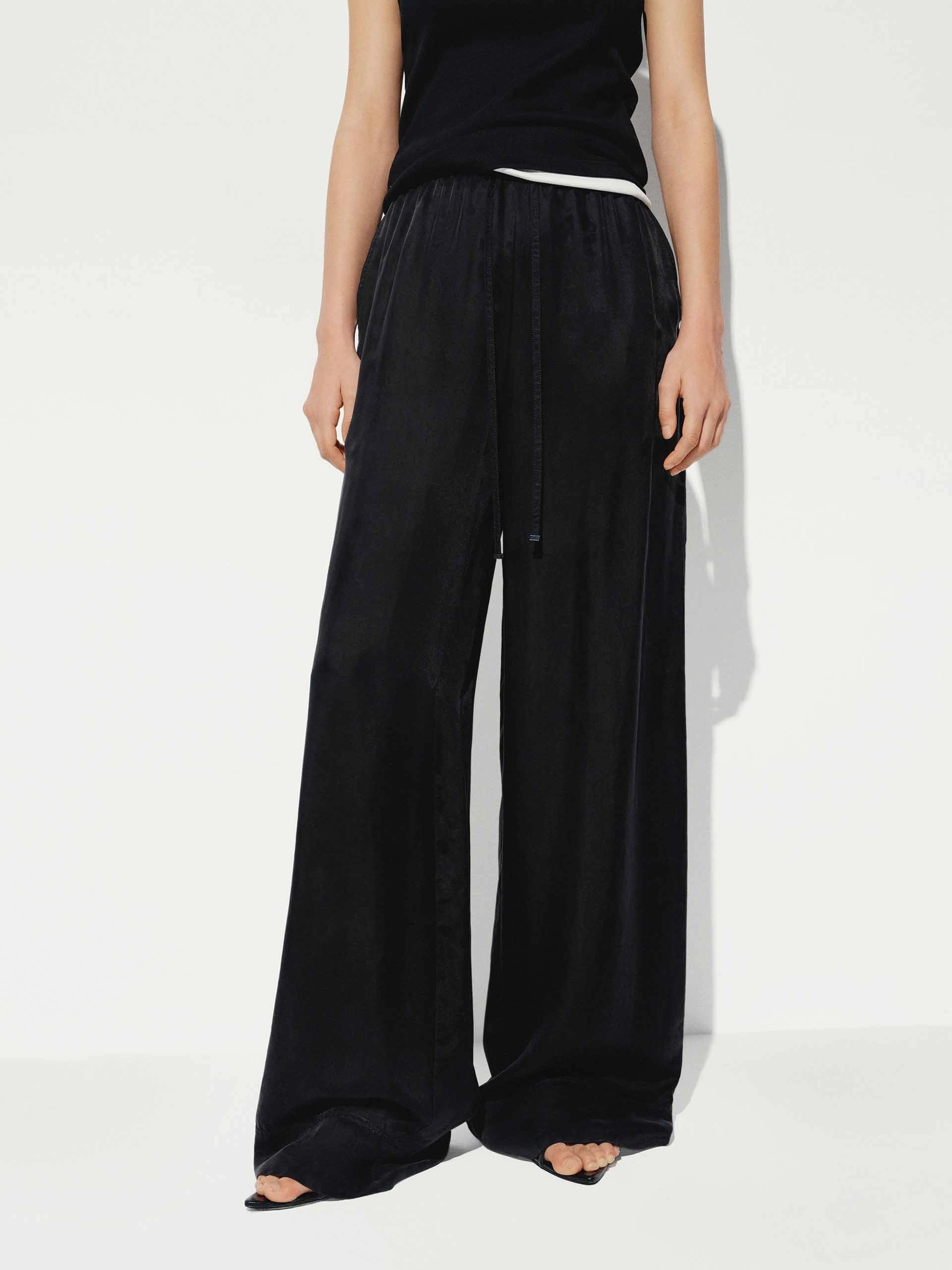 ElasticWaist Minimalist Look With Drawstring Straight Trousers
