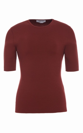 Andrius Knit Top in Burnt Sienna Merino Wool Outdoor Leisure Natural Texture