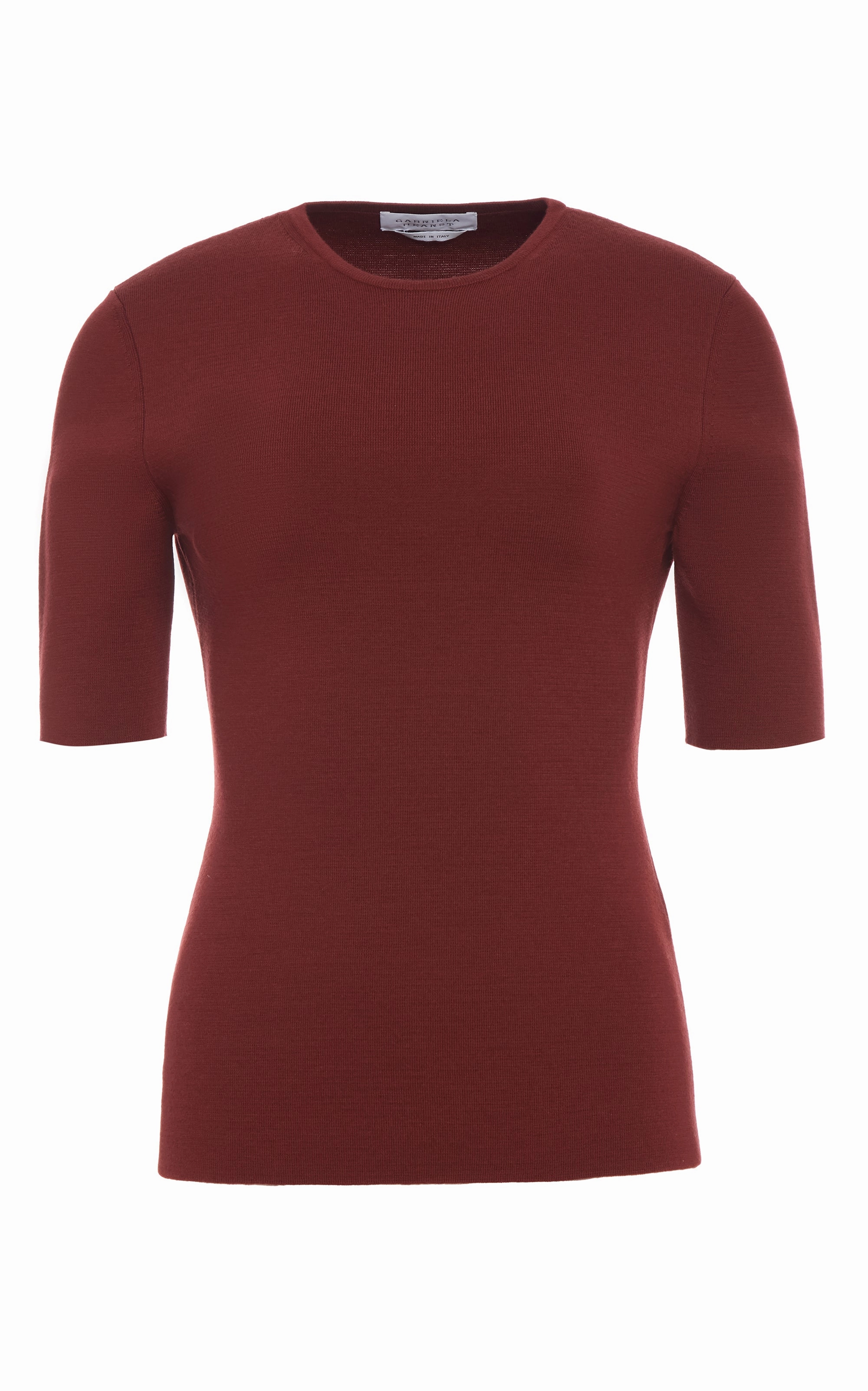 Andrius Knit Top in Burnt Sienna Merino Wool Outdoor Leisure Natural Texture