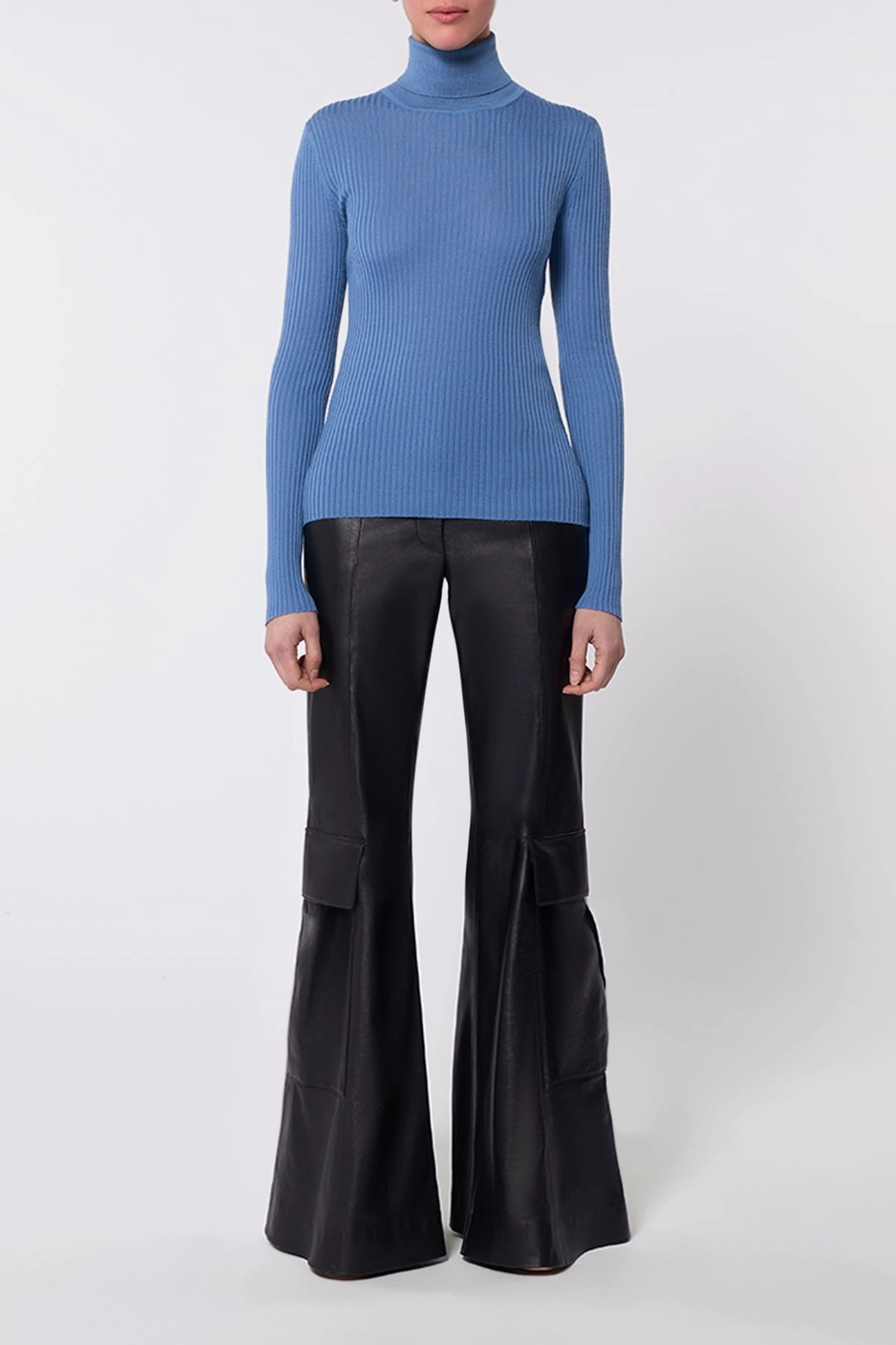 Peppe Knit Turtleneck in Light Blue Denim Cashmere Silk EcoConscious Production Seasonal Warmth