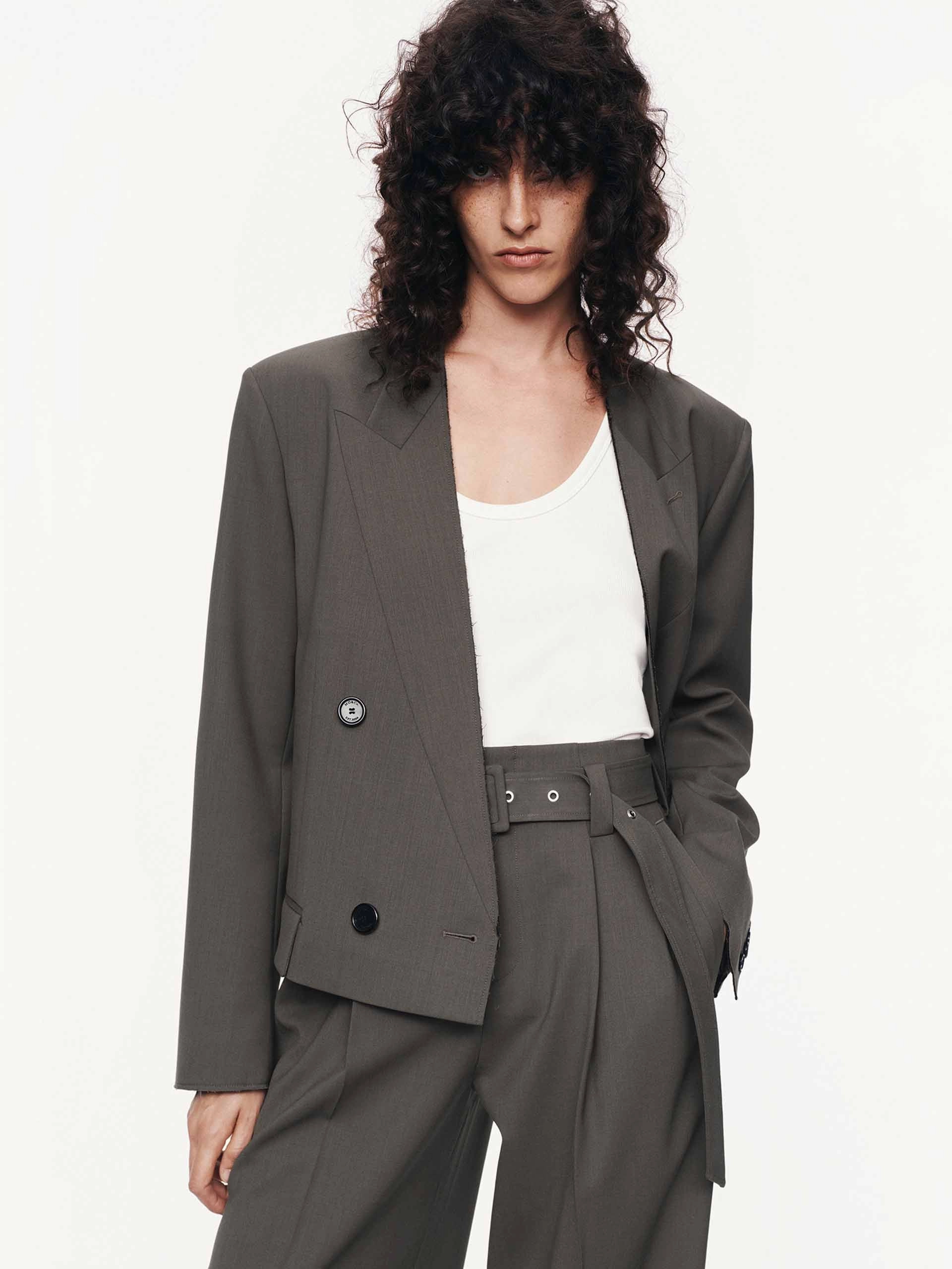 Cropped Structured Blazer Rain Guard
