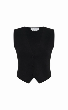 Relax Daily Home Warmth Styx Knit Vest in Black Merino Wool Cashmere