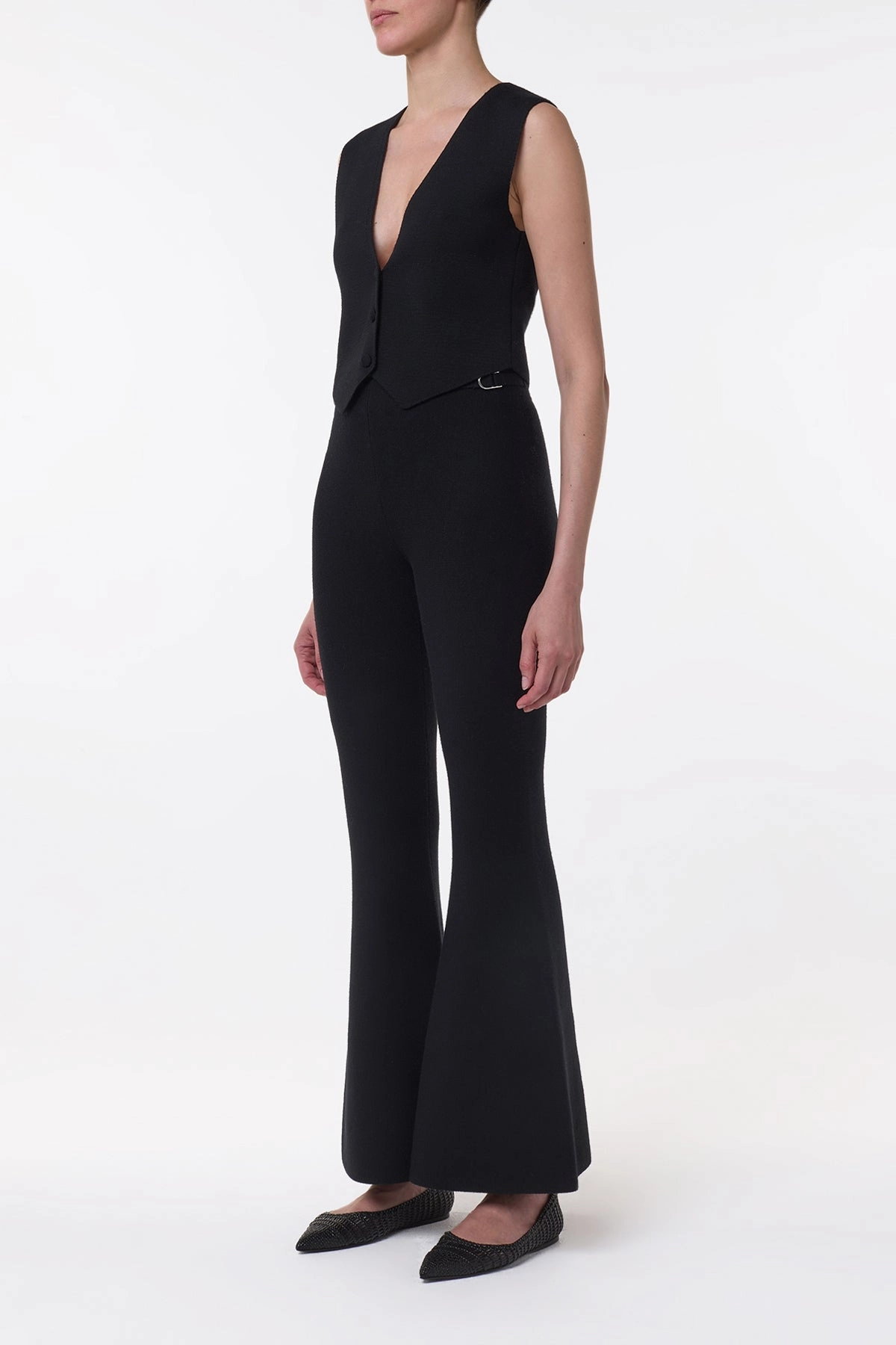 Styx Knit Vest in Black Merino Wool Cashmere Quick Dry Integration