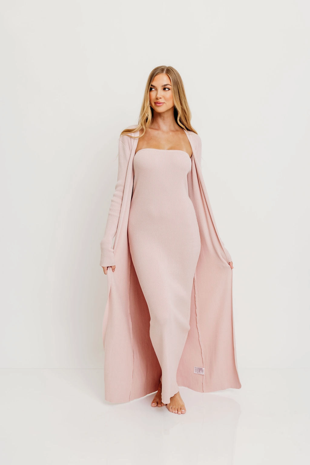Lina Two Piece Dress Set in Dusty Blush - Bump Friendly Subtle Charm