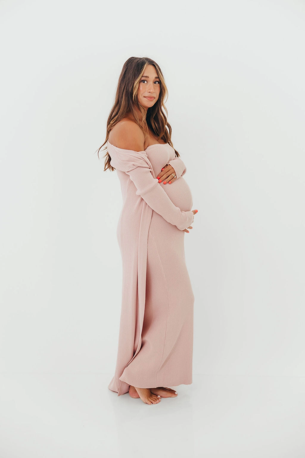 Lina Two Piece Dress Set in Dusty Blush - Bump Friendly Soft Motion Rose Soft
