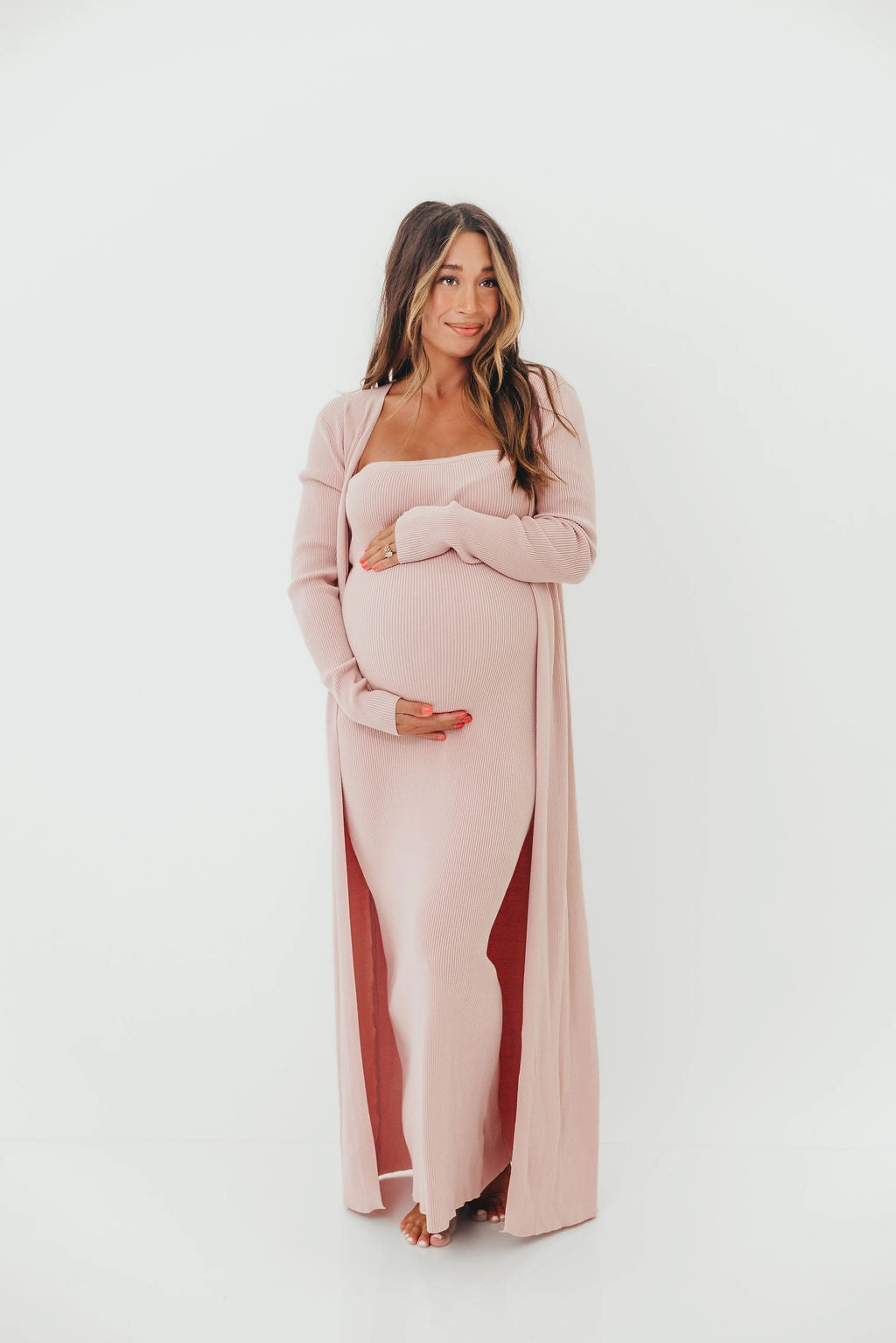 City Bright Lina Two Piece Dress Set in Dusty Blush - Bump Friendly