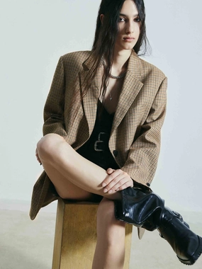 All Day Comfort Design Comfort Focused Design Linen Blend Checked Blazer