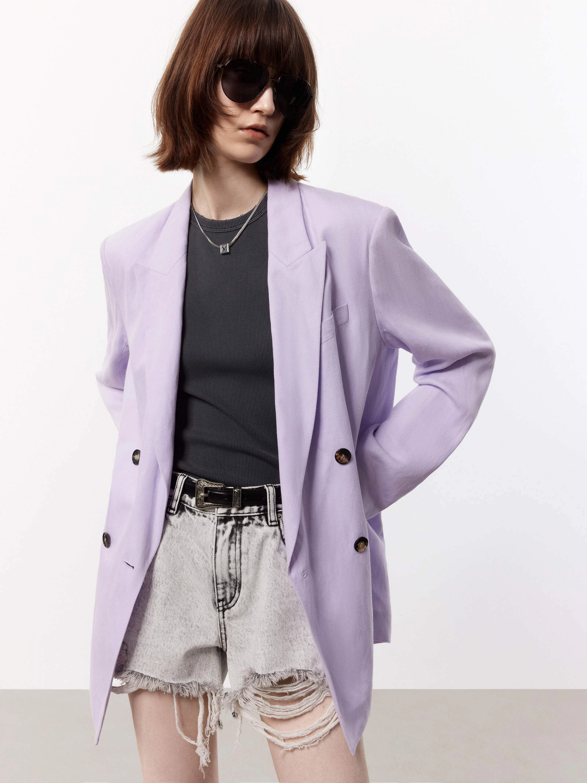 Quick Release Buckle Mechanism Linen Blend Tailored Blazer