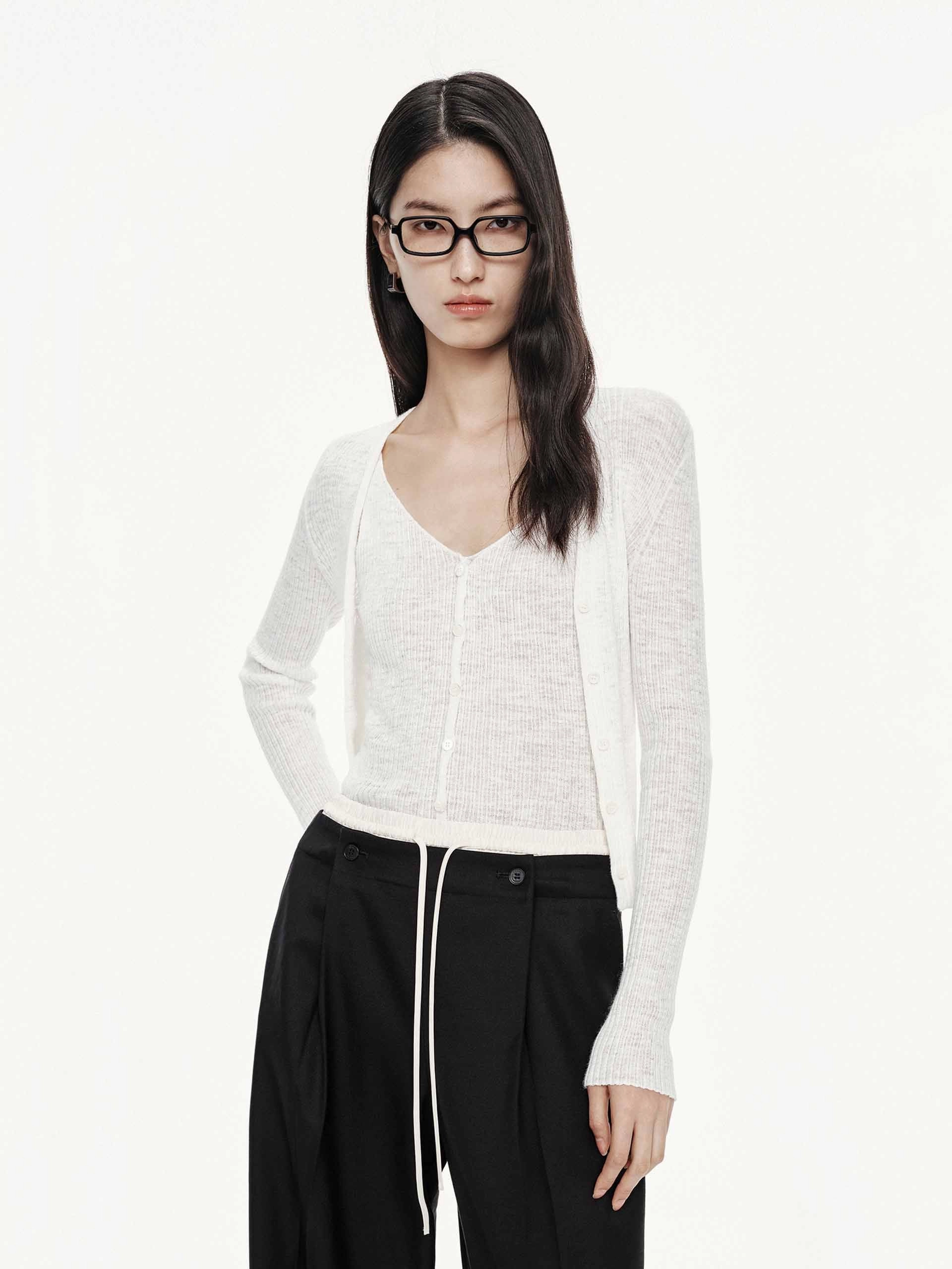 Linen Cotton V-neck Cardigan Eco Conscious Production Under Jacket