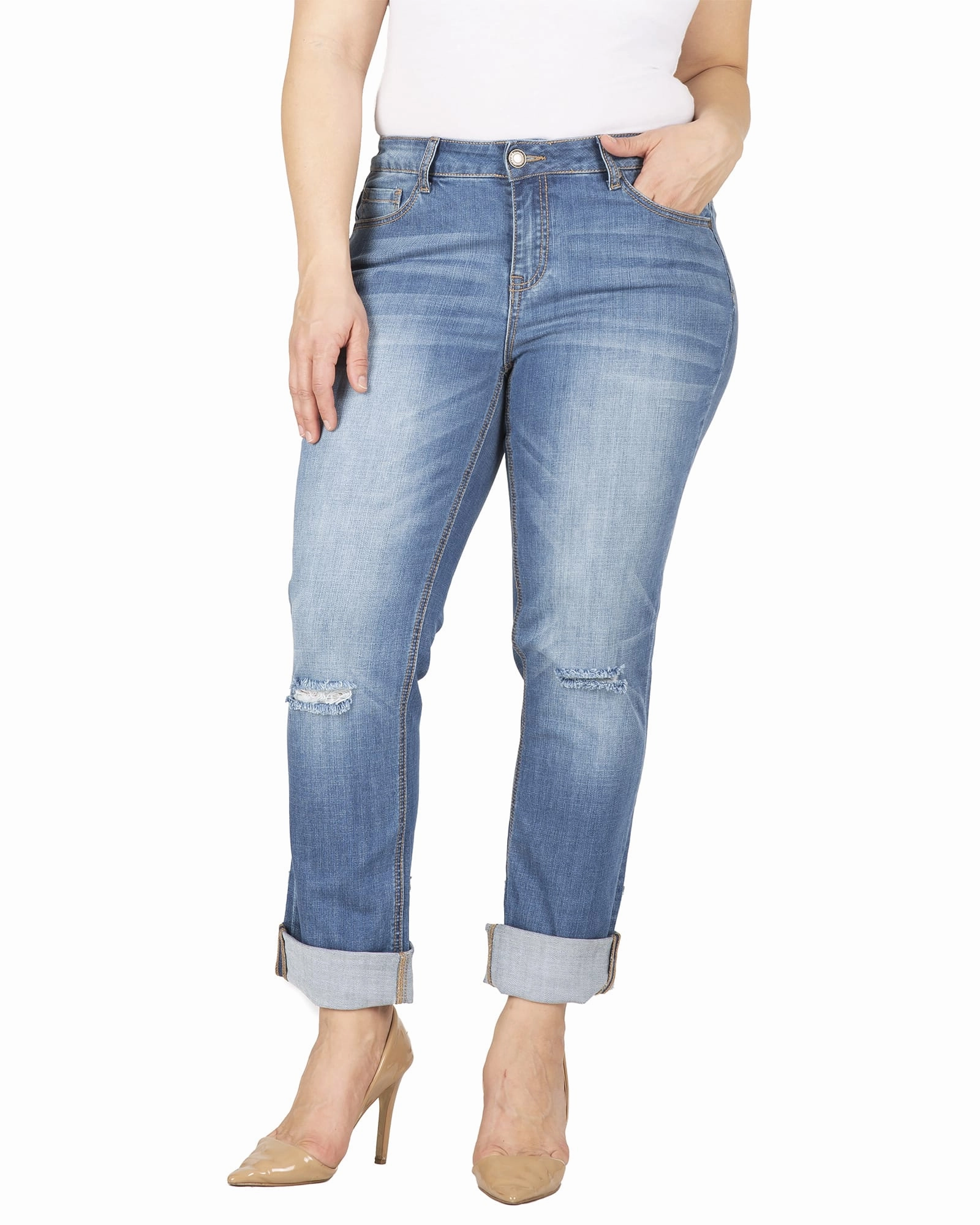 Lisa Raw Hem Boyfriend Jeans | 3178DKBLUE Office Wear Casual Day Ready