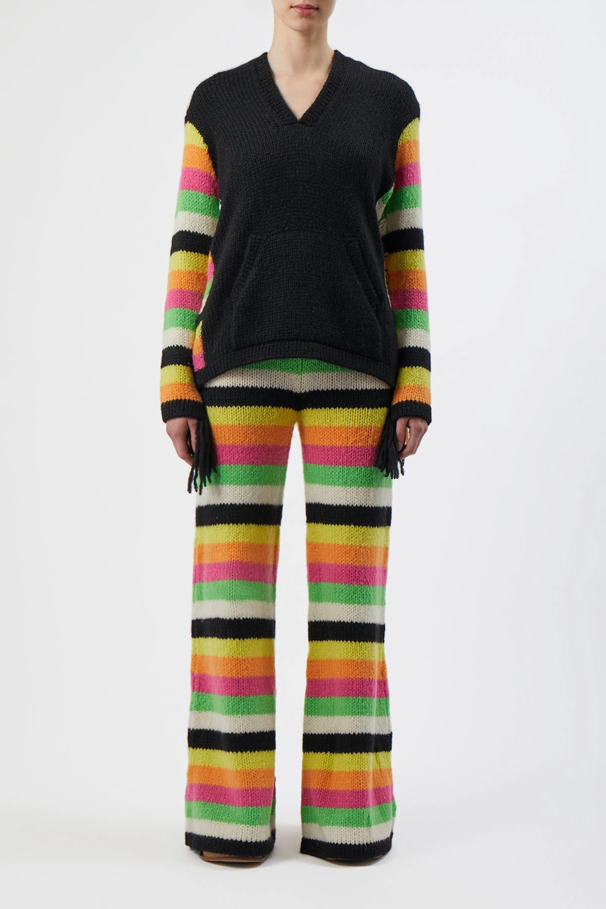 Liu Knit Pant in Multi Striped Cashmere Work Friendly