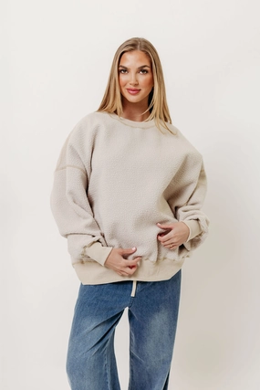 Liv Reversible Fleece Sweatshirt in Natural Smart Style Cozy Knit Touch