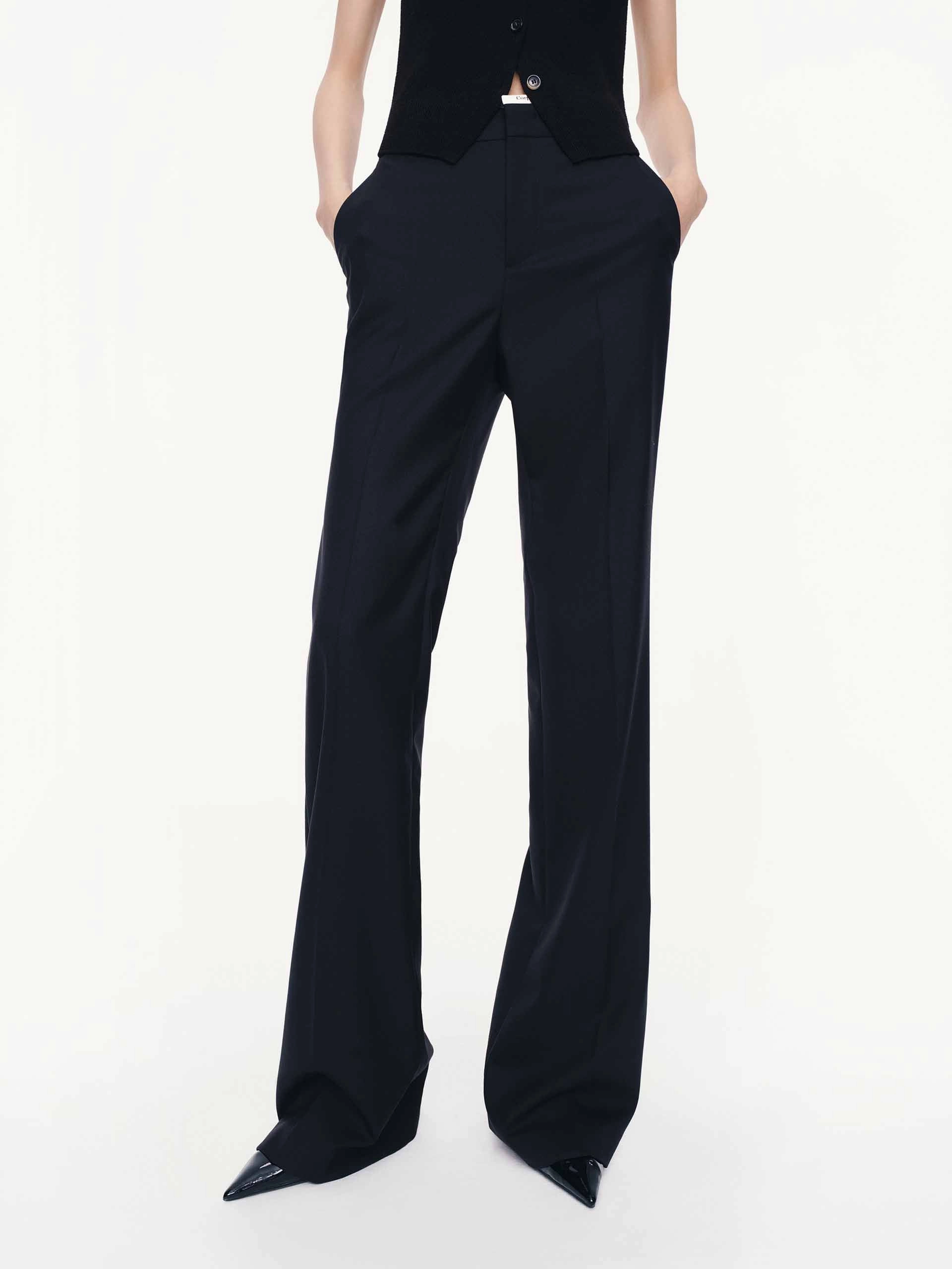 Logo Waistband Flared Trousers Stain Repellent Coating Tapered leg