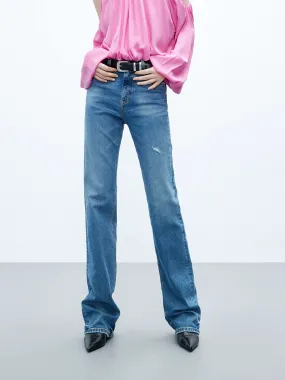 Long Length Flared Jeans Shopping Day Slim Casual Wear