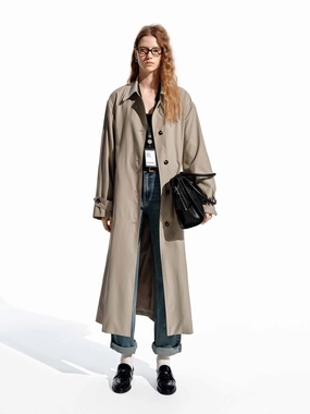 Long Belted Trench Coat Reflective Detailing Odor control
