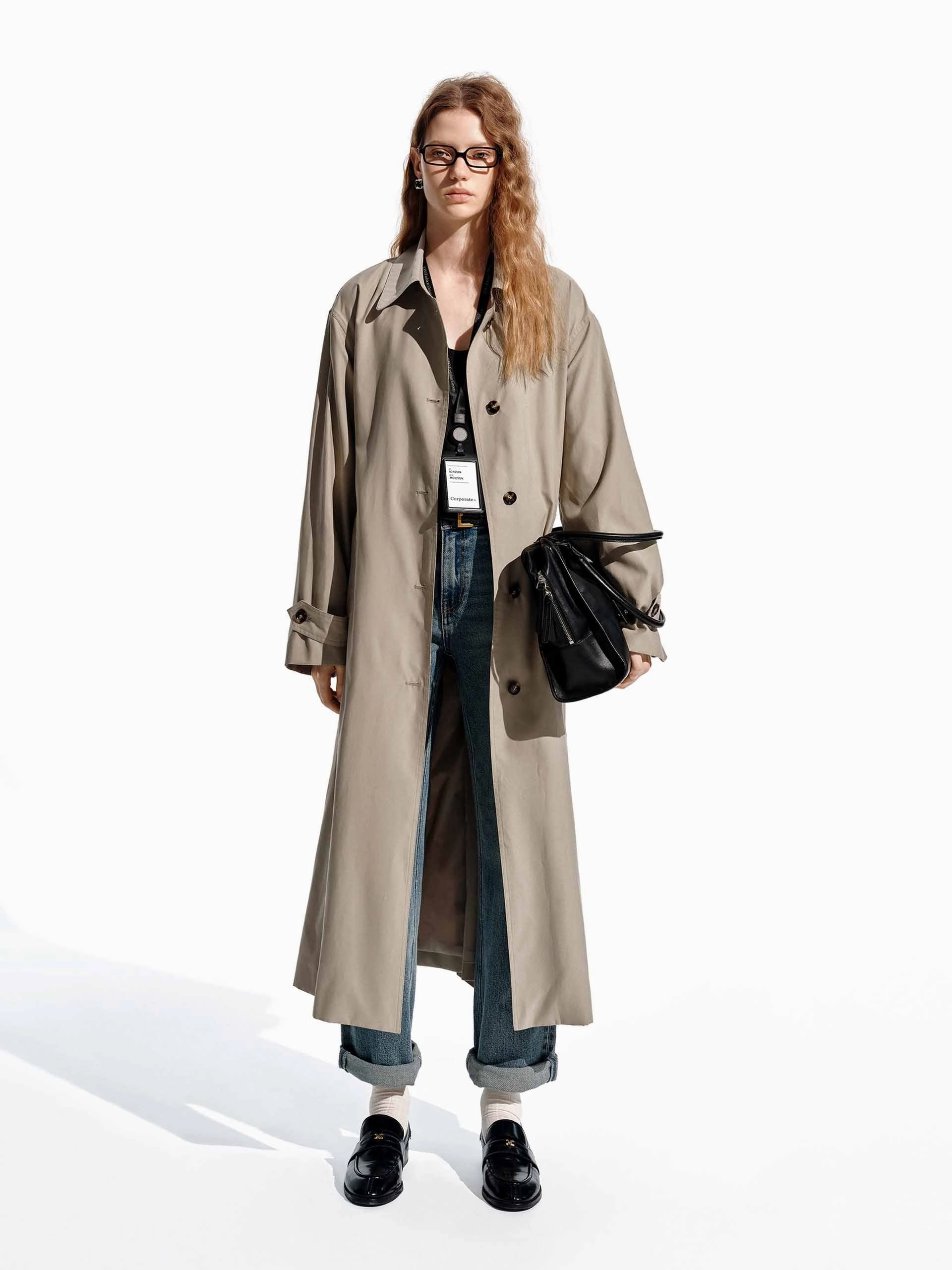 Long Belted Trench Coat Reflective Detailing Odor control