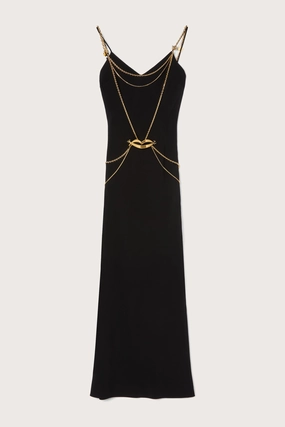 Street Vibe Fall Silhouette Long Dress With Chain Details