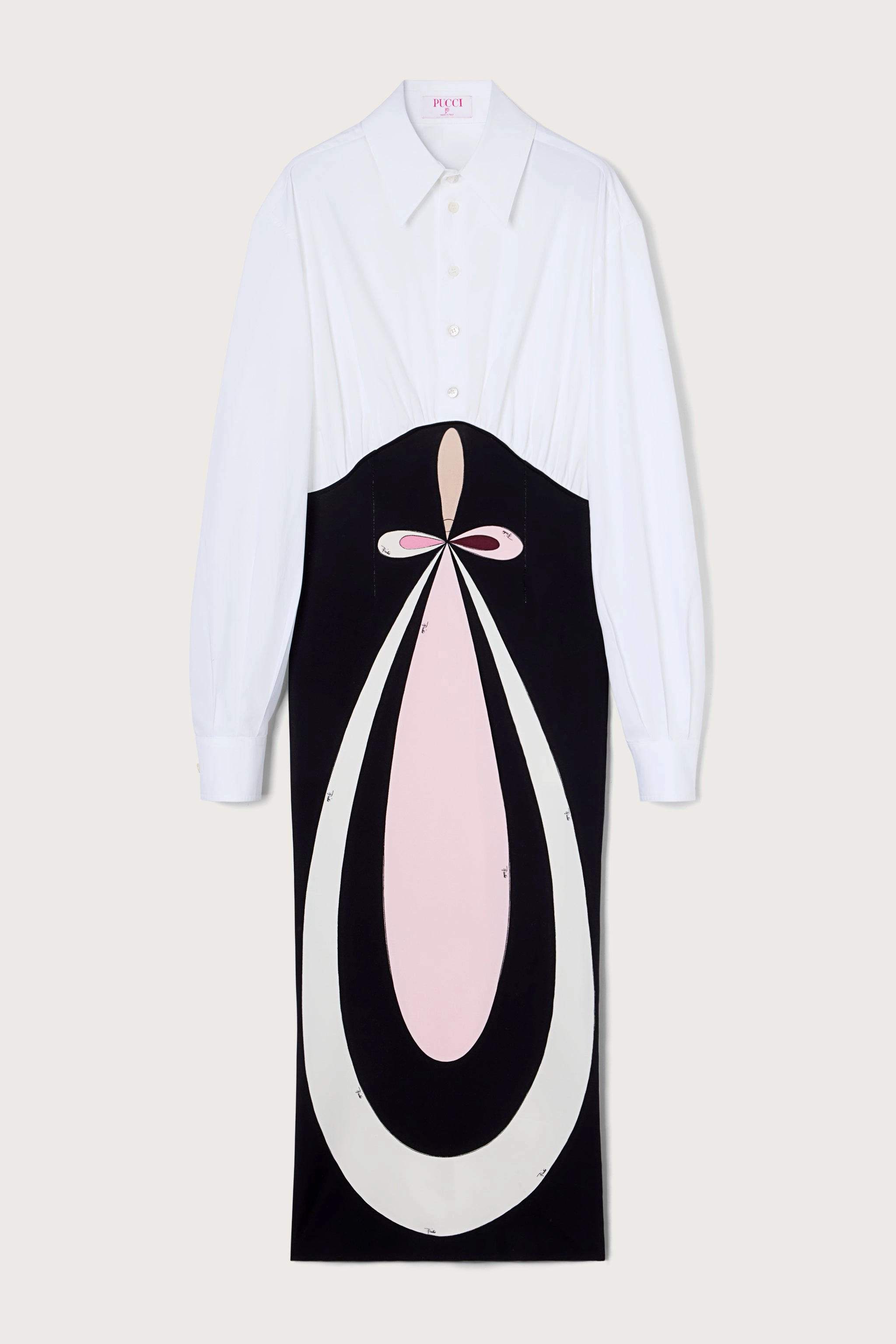 Flexible Comfort Statement Neck Long Dress With Shirt