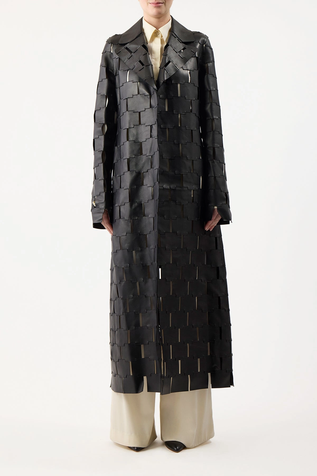 Erasable Stains Treatment Wardrobe Essential Nesbitt Coat in Black Nappa Leather