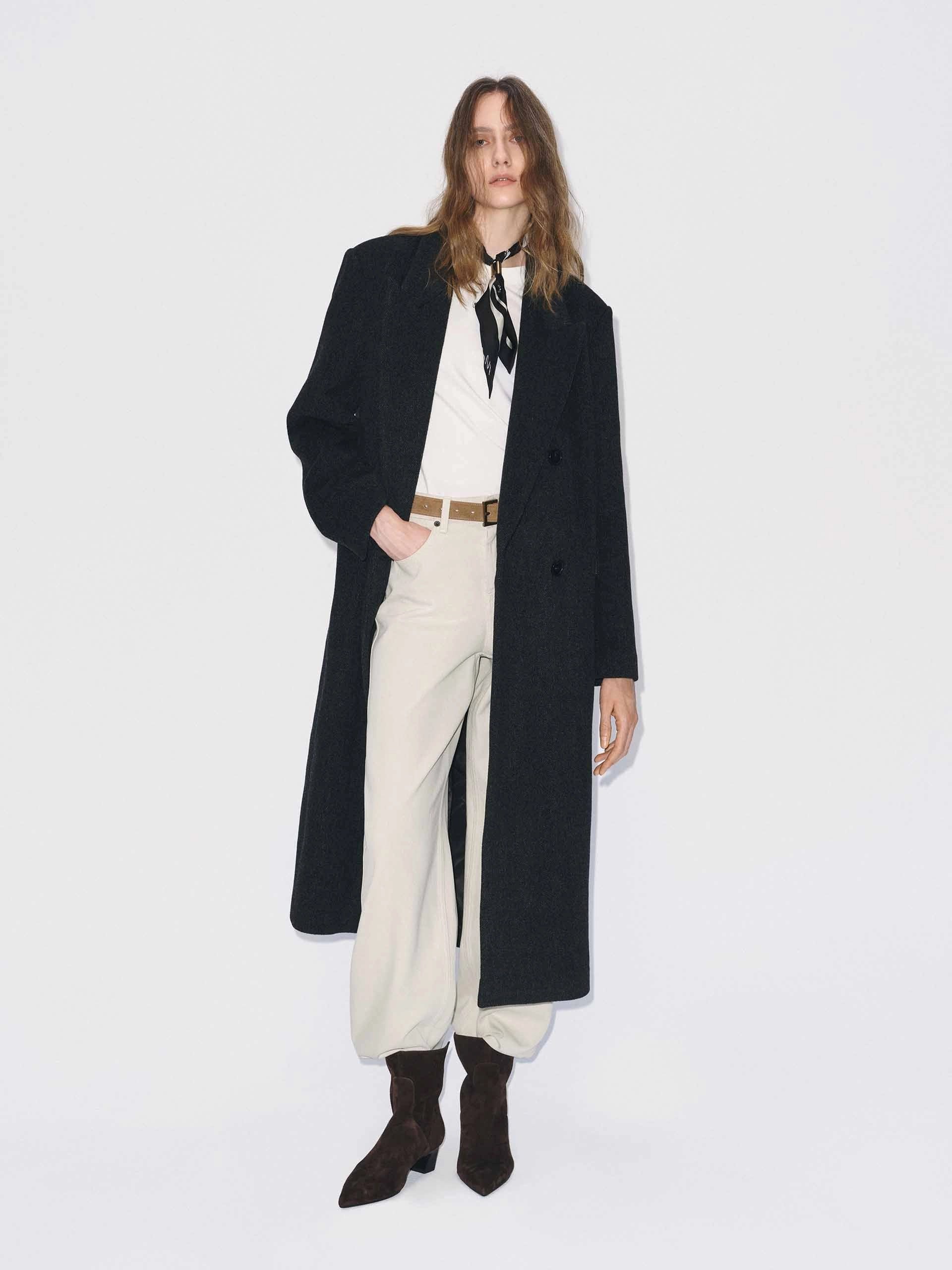 LaserCut Vents Longline Wool Blend Coat