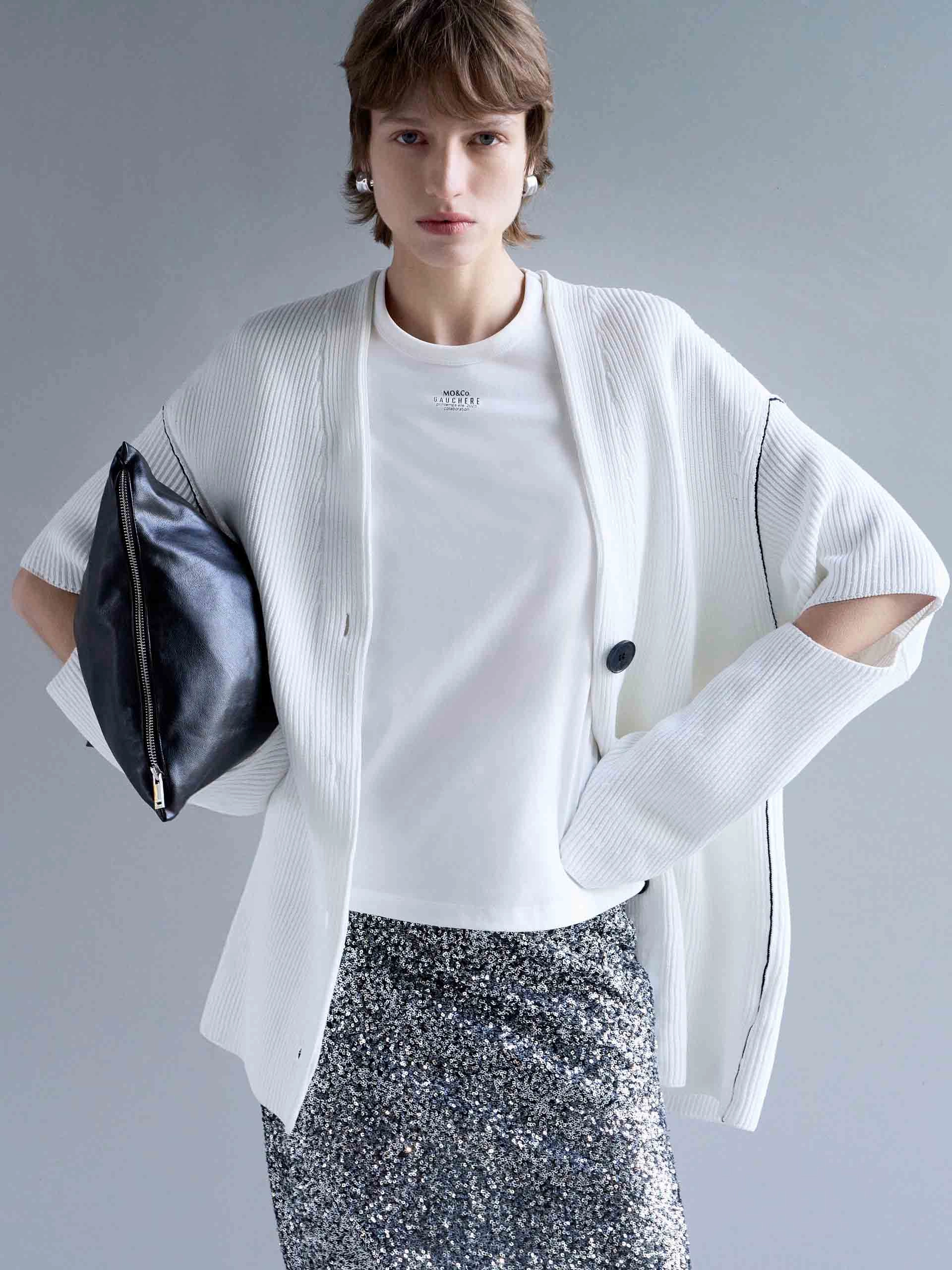 Layer Option Loose Cutout Sleeve Cardigan