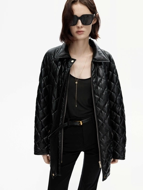 Loose Leather Quilted Jacket heavy duty fabric