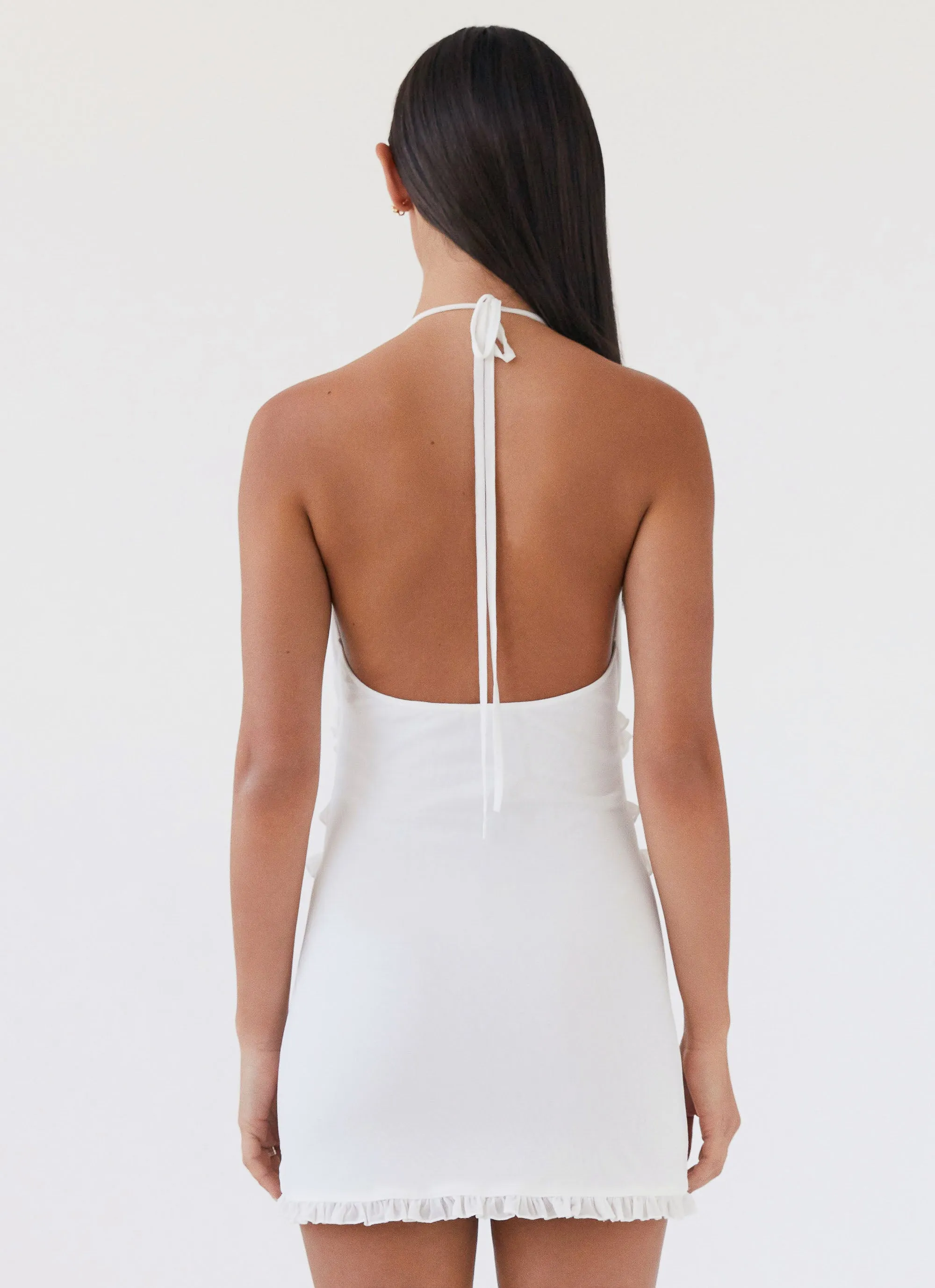 Love Exchange Ruffle Mini Dress - White Tailored Fit Bride Side