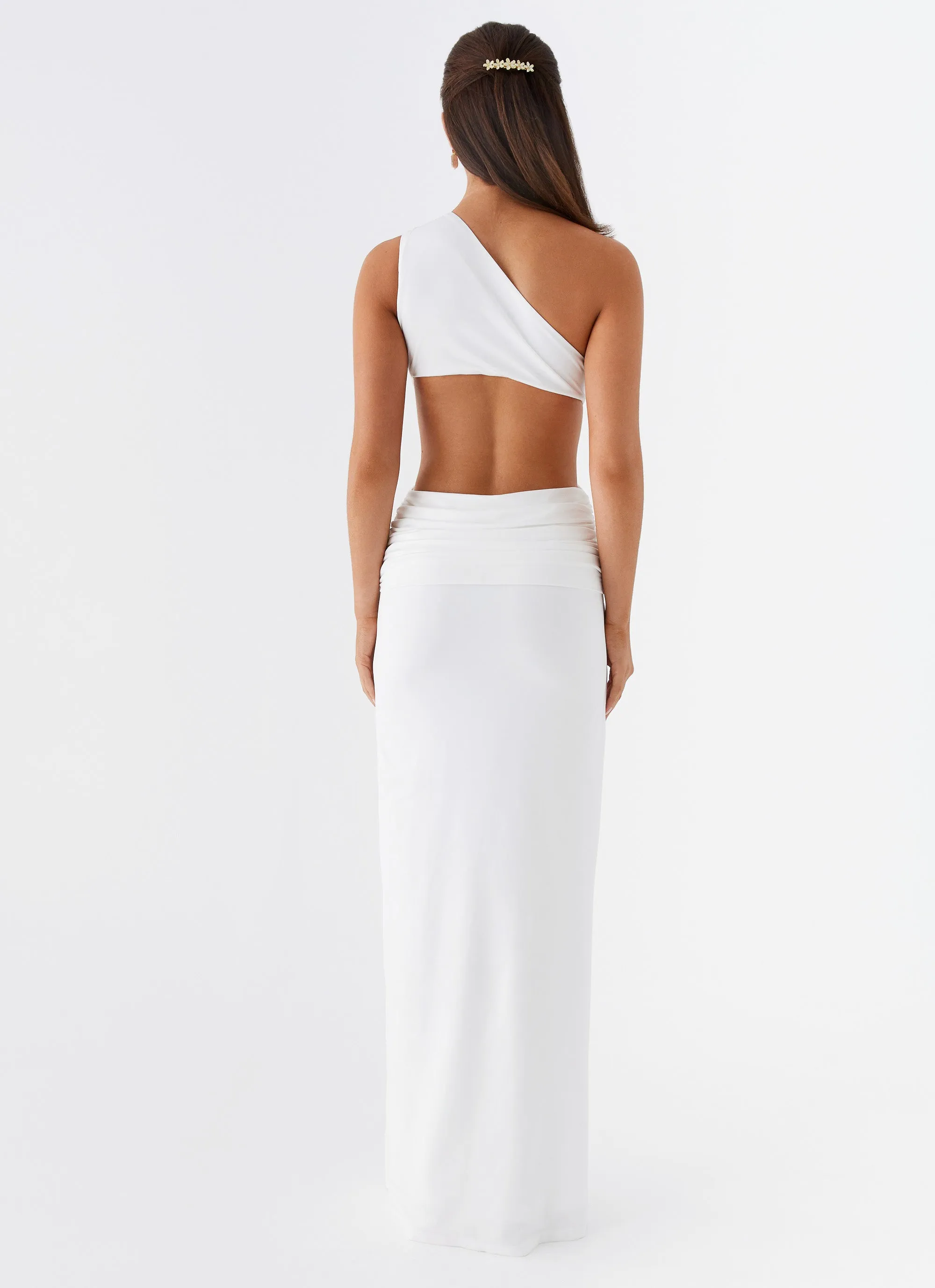Effortless Waist Design Night Vibes Lovesome Rosa Maxi Dress - White