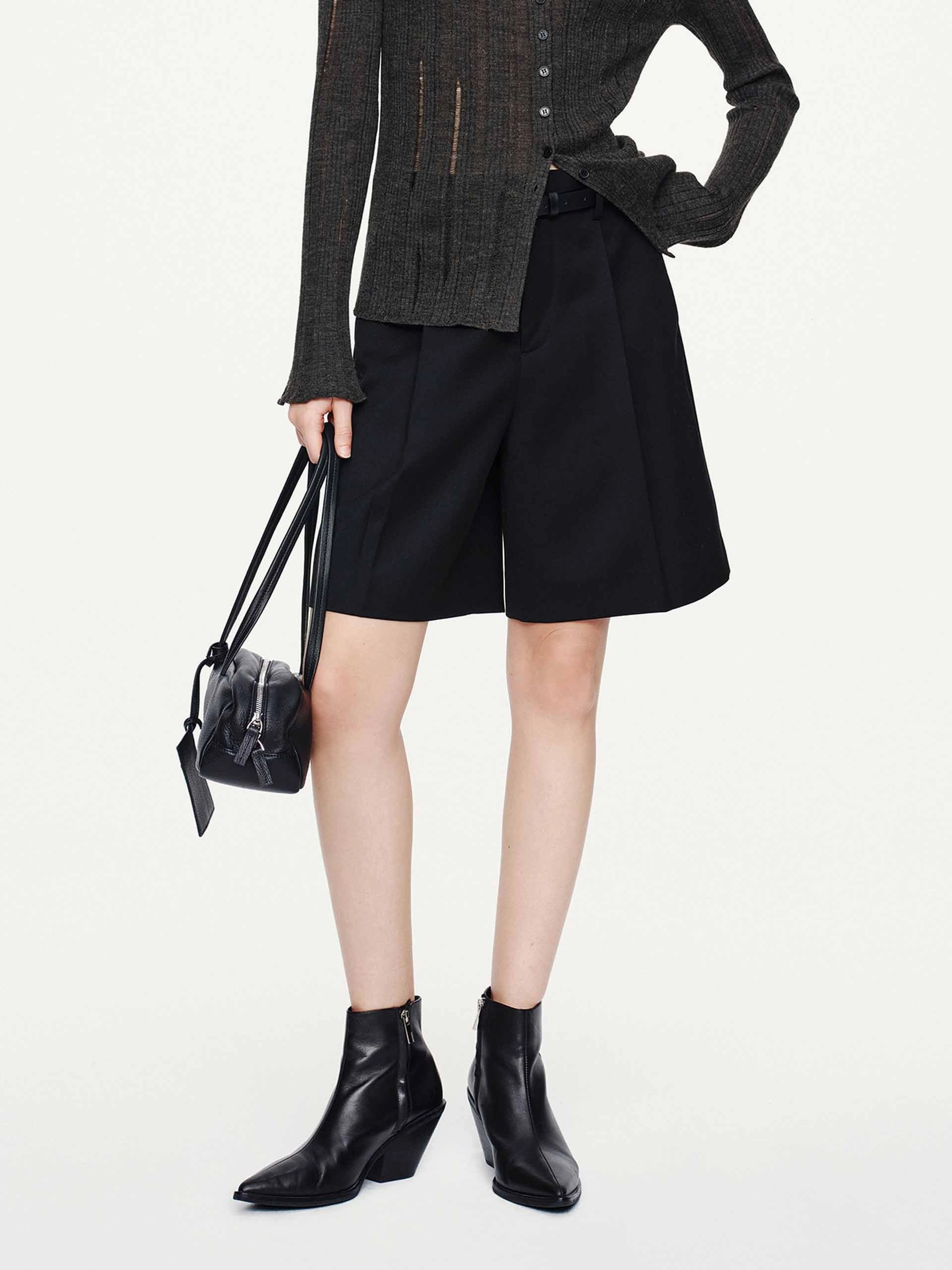 With Belt Pleated Shorts AntiStaticCoating