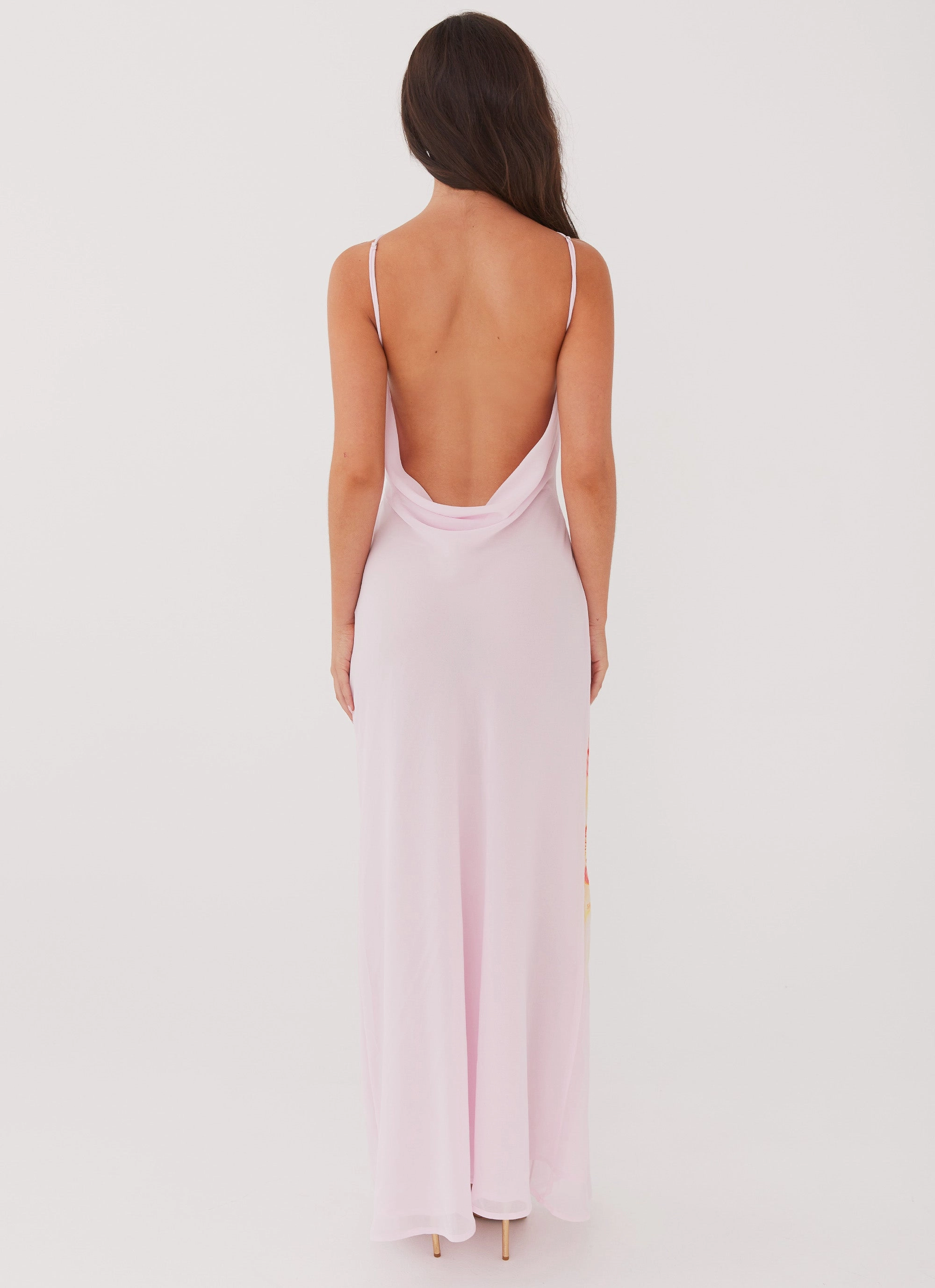 Breeze Flow Blossom Hearts Maxi Dress - Pink Peony