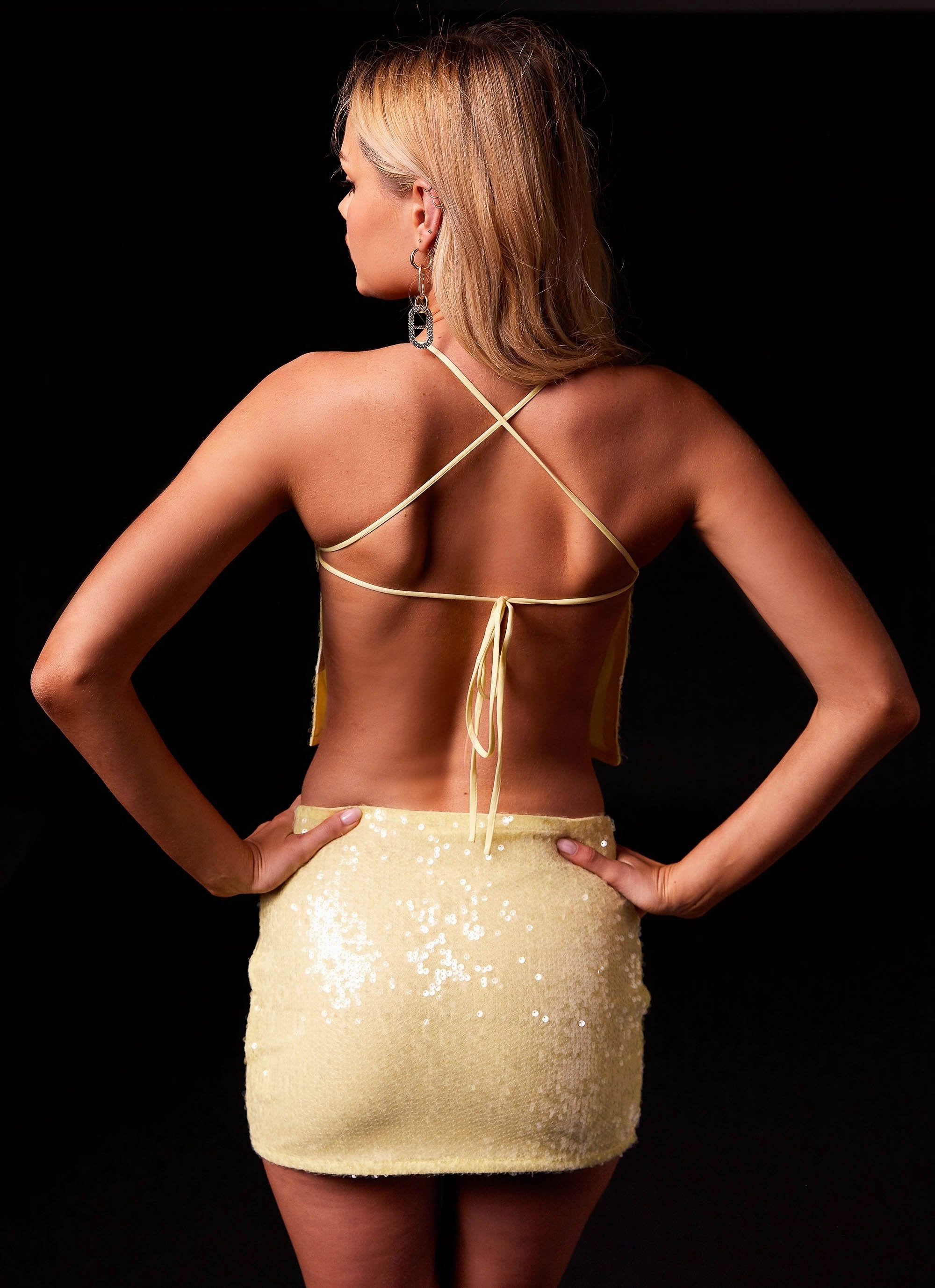 Temperature Regulation Fabric Adaptive Flex Panels Nostalgic Nights Sequin Top - Lemon Spritz