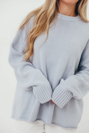 Chilly Fit Wear Luna Relaxed Boyfriend Fit Crew Neck Sweater in Misty Blue