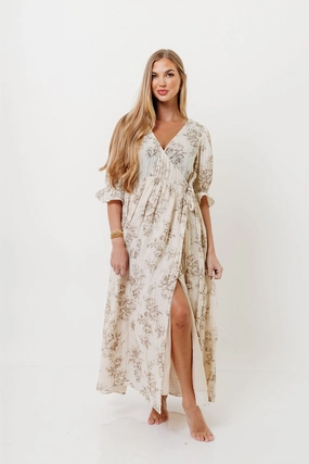 The Ari 100% Cotton Maxi Dress in Brown - Maternity and Nursing Friendly *9/26 PRE-ORDER* Soft Feel Clear Blush