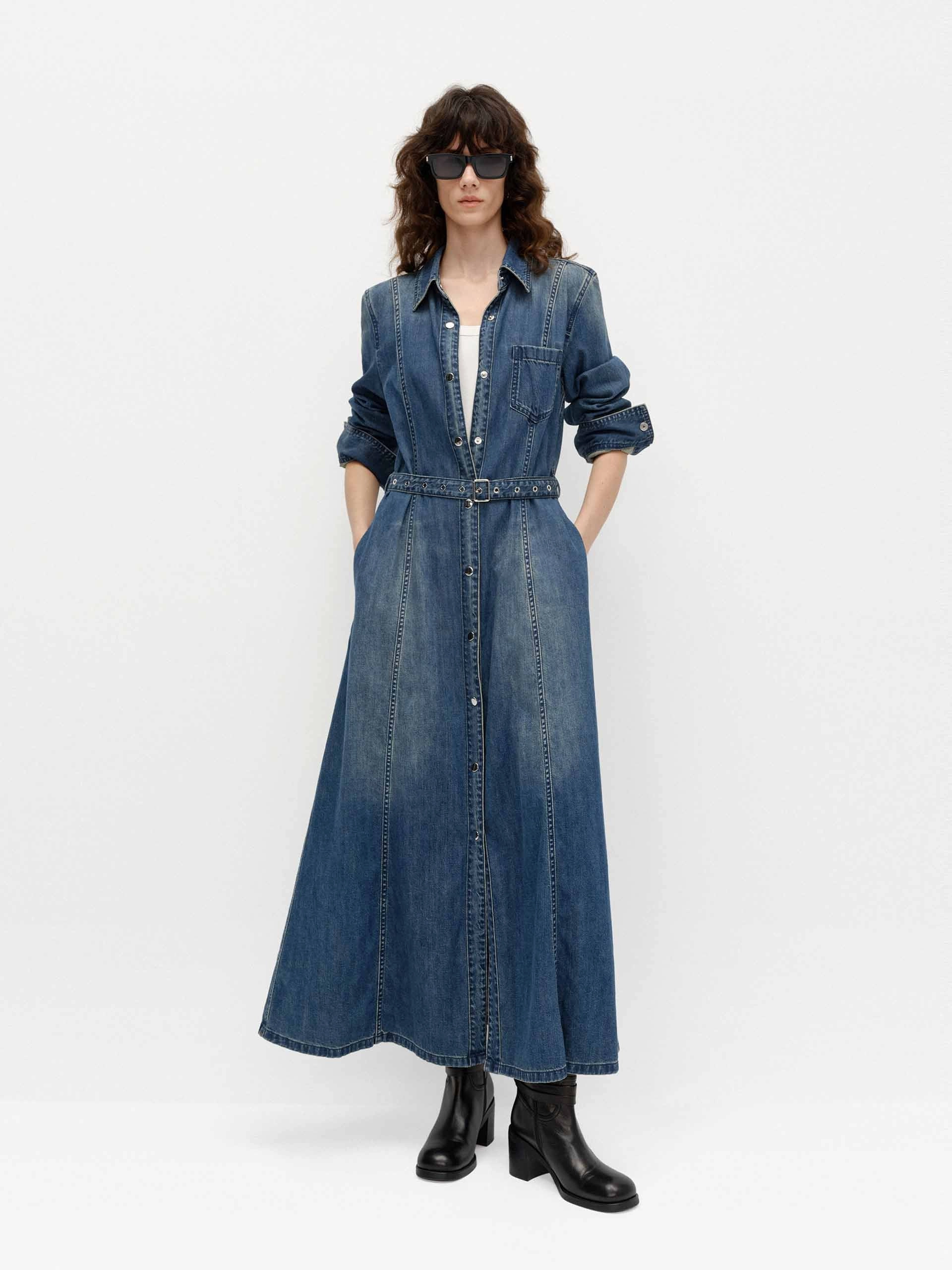 Elegant evening wear Chilly Weather Comfort Longline Denim Dress