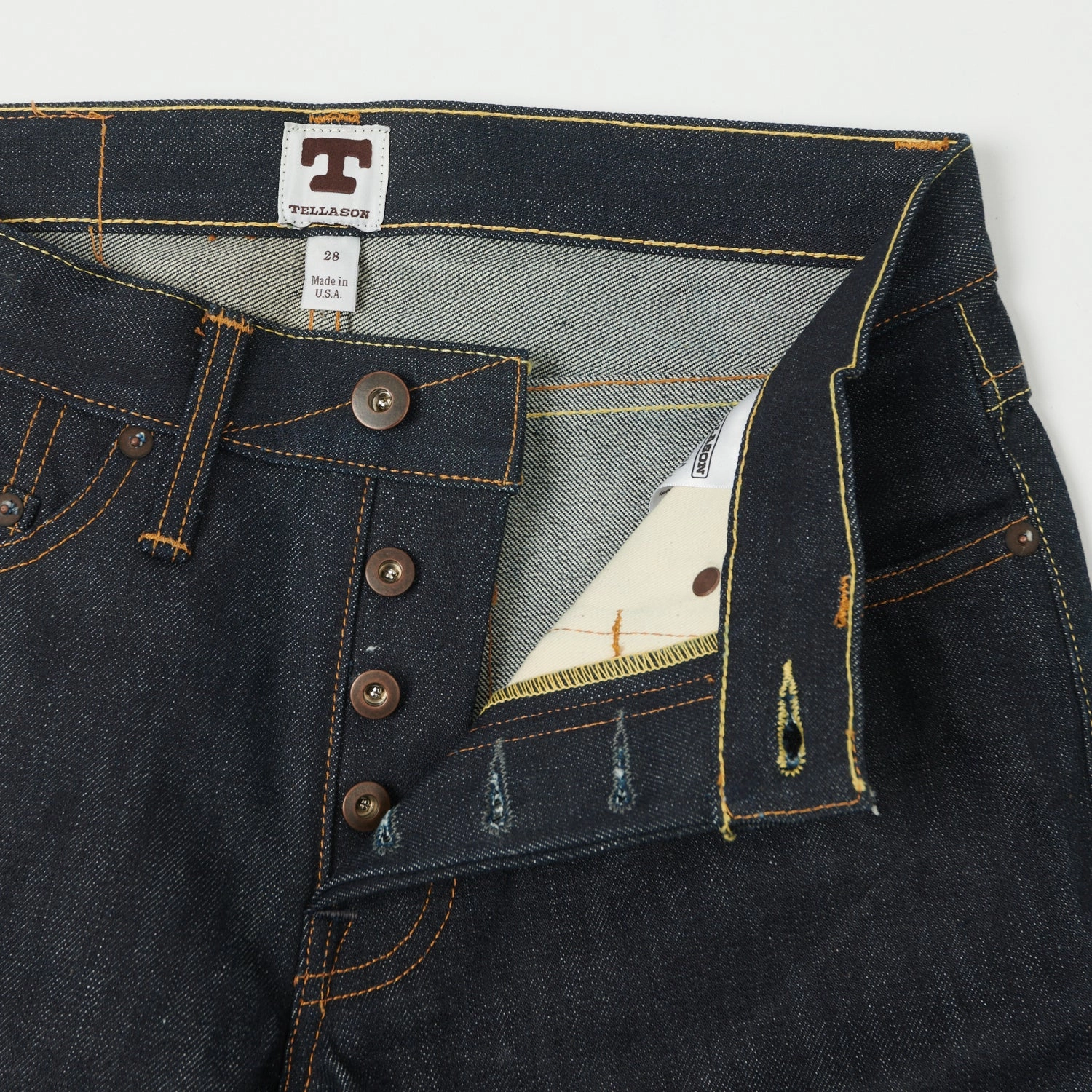 Sustainable Weekend Getaway Ready For All Tellason John Graham Mellor 16.5oz Slim Straight Jean - Cone Mills