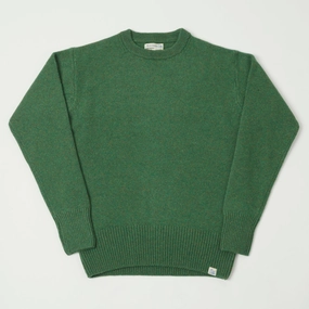 Elastic hem Stretch Waistband Design Merz b. Schwanen 'Good Basics' Wool Cashmere Knit Pullover - Moss Green