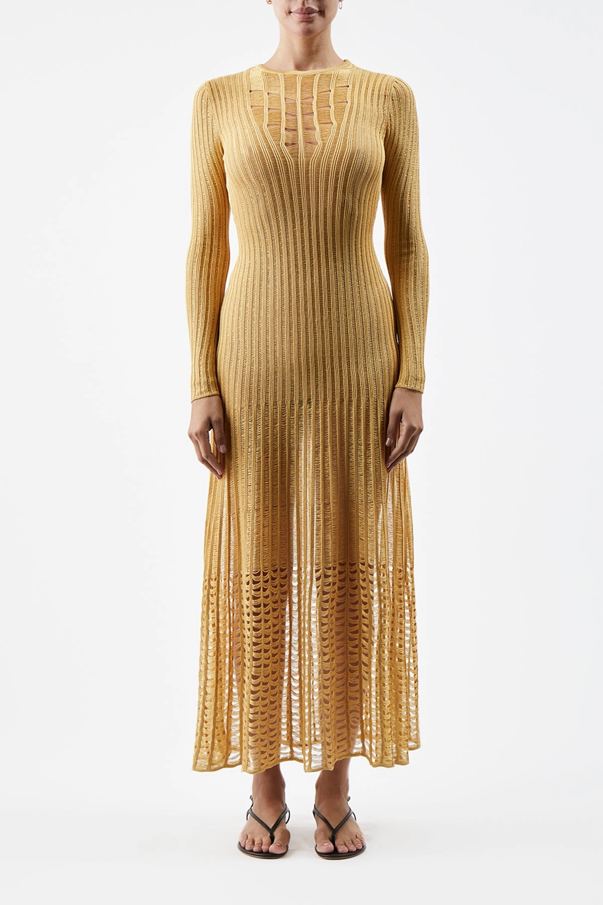 Moisture Management System Maia Knit Dress in Gold Shappe Silk