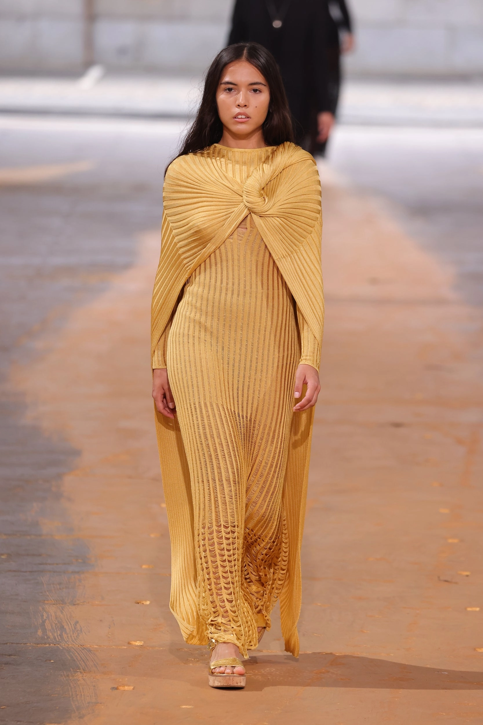 Maia Knit Dress in Gold Shappe Silk Office Friendly