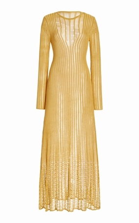 Maia Knit Dress in Gold Shappe Silk Clean Lines No Season