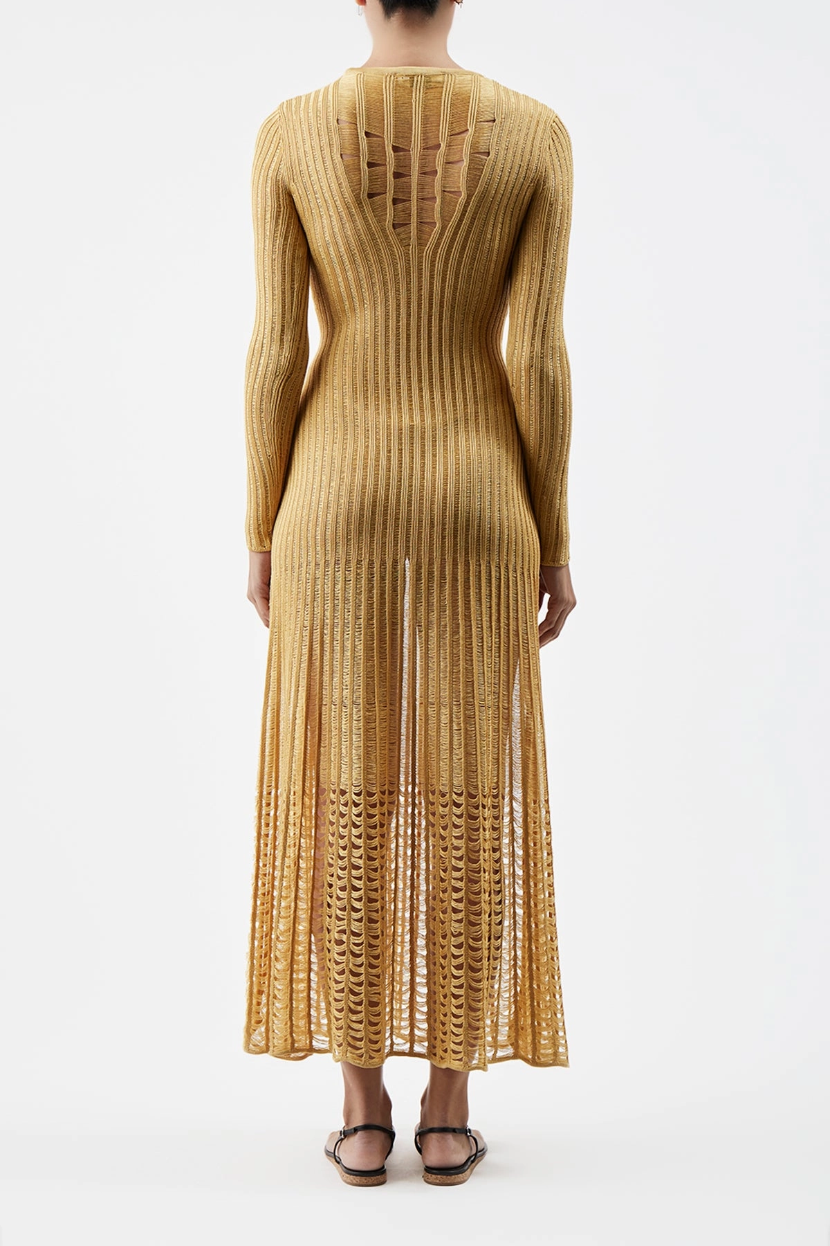 Maia Knit Dress in Gold Shappe Silk StretchRecovery Yarn